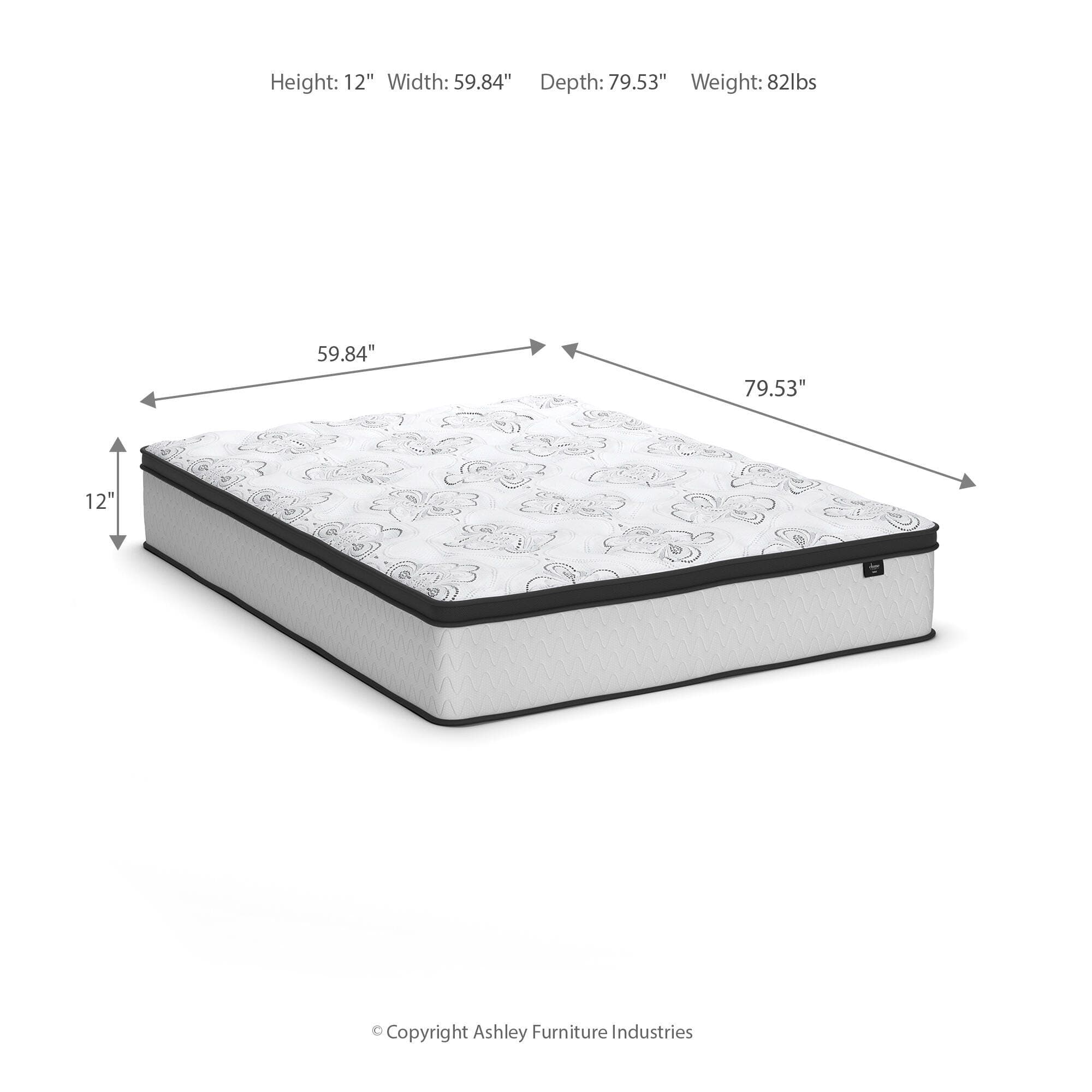 Chime 12 Inch Hybrid Twin Mattress in a Box — White & Black/Gray — view 3