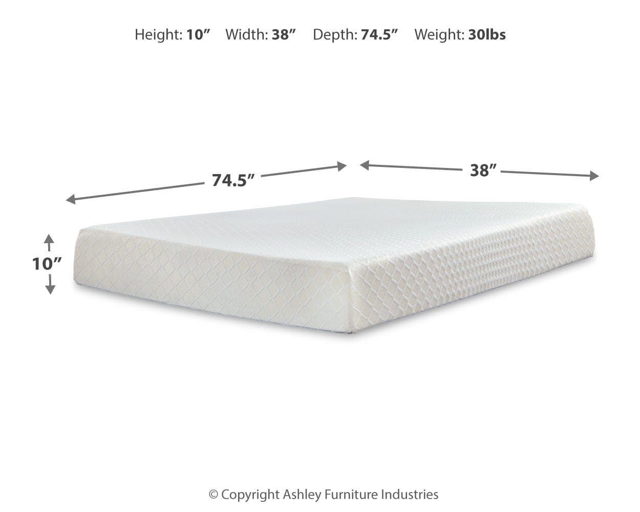 10 Inch Chime Memory Foam Twin Mattress in a Box — White — view 3