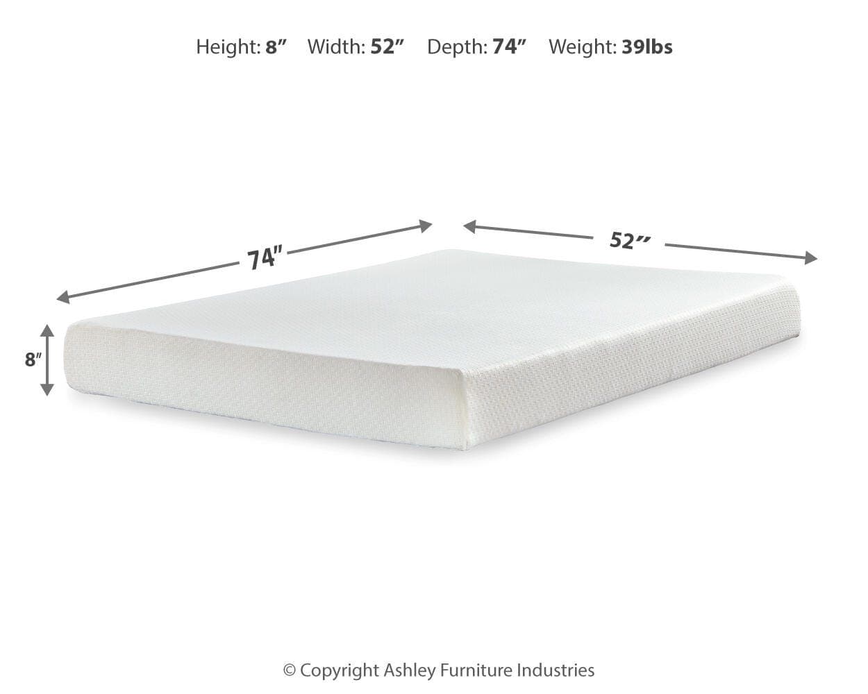Chime 8 Inch Memory Foam Full Mattress in a Box — White — view 3