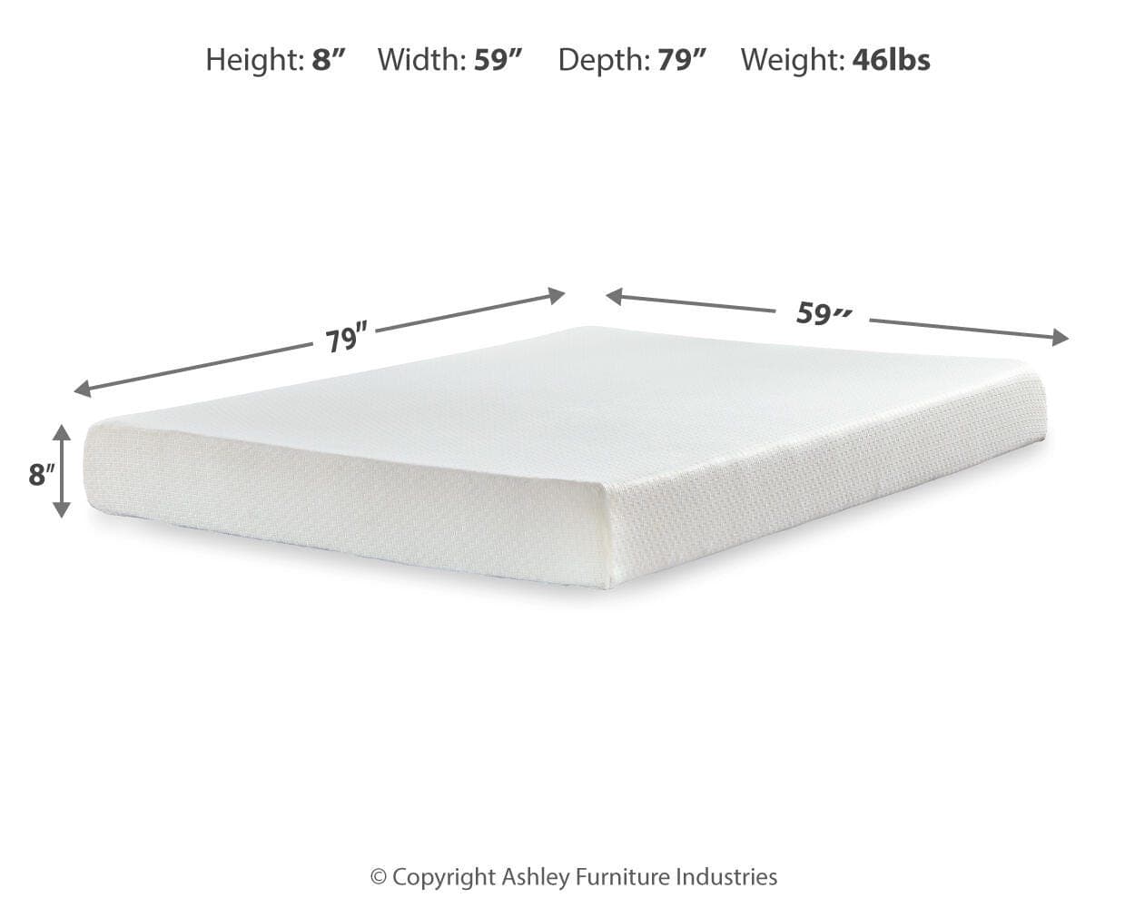 Chime 8 Inch Memory Foam Queen Mattress in a Box — White — view 3