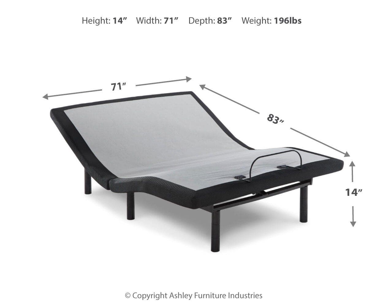 Head-Foot Model Best California King Adjustable Base — Black/Gray — view 3
