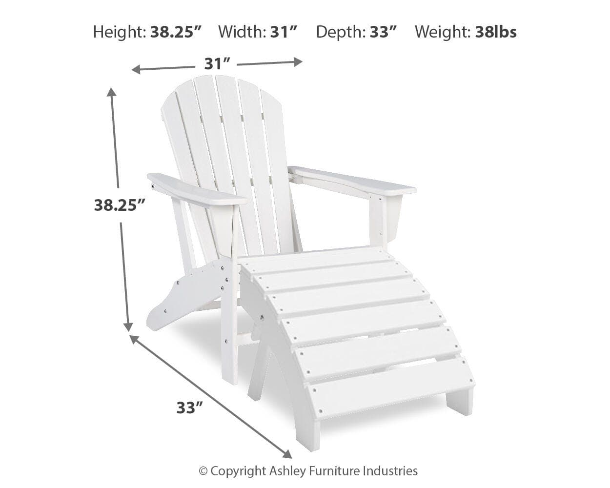Sundown Treasure Adirondack Chair — White — view 4