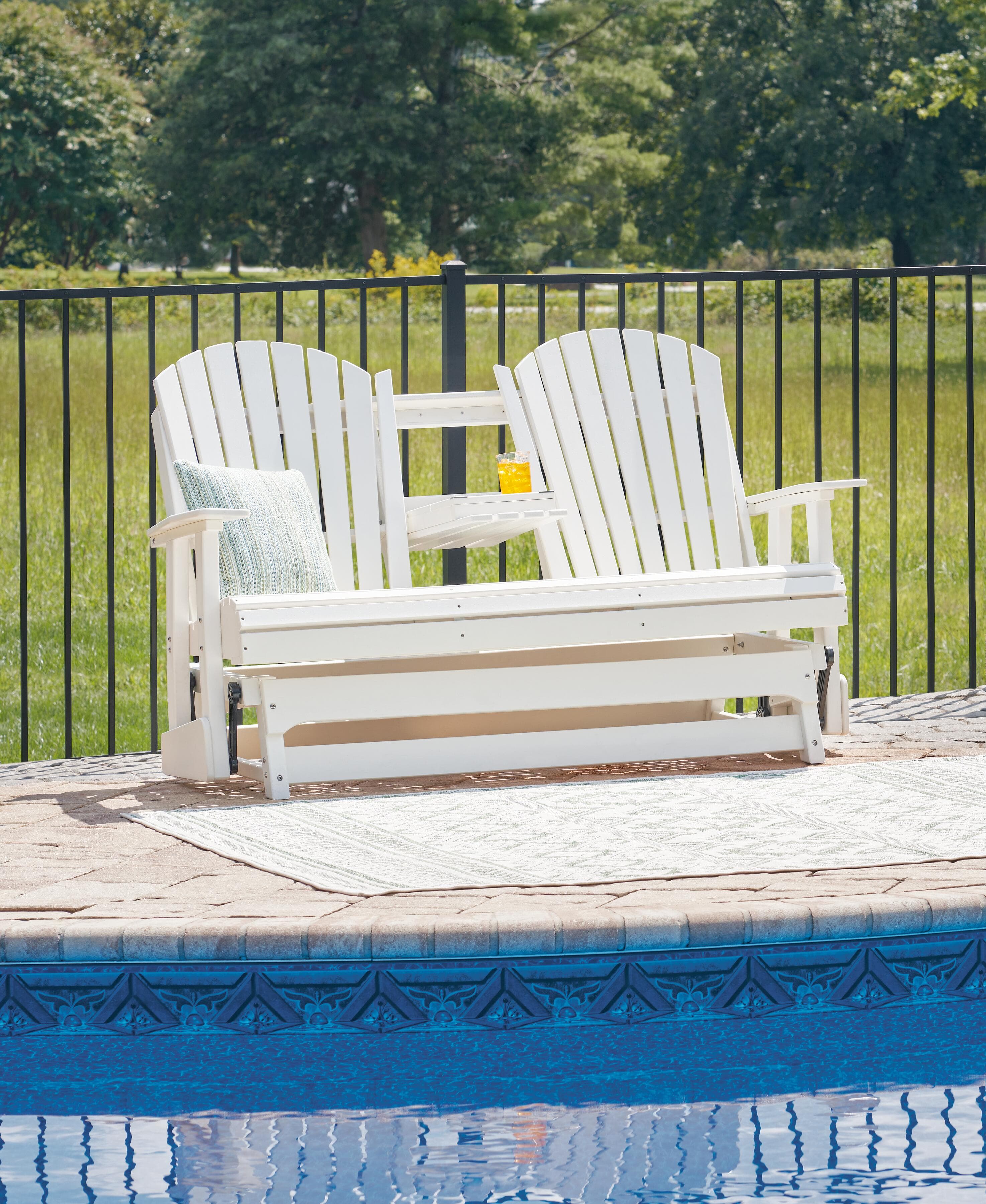 Hyland Wave Outdoor Glider Loveseat — White — view 4