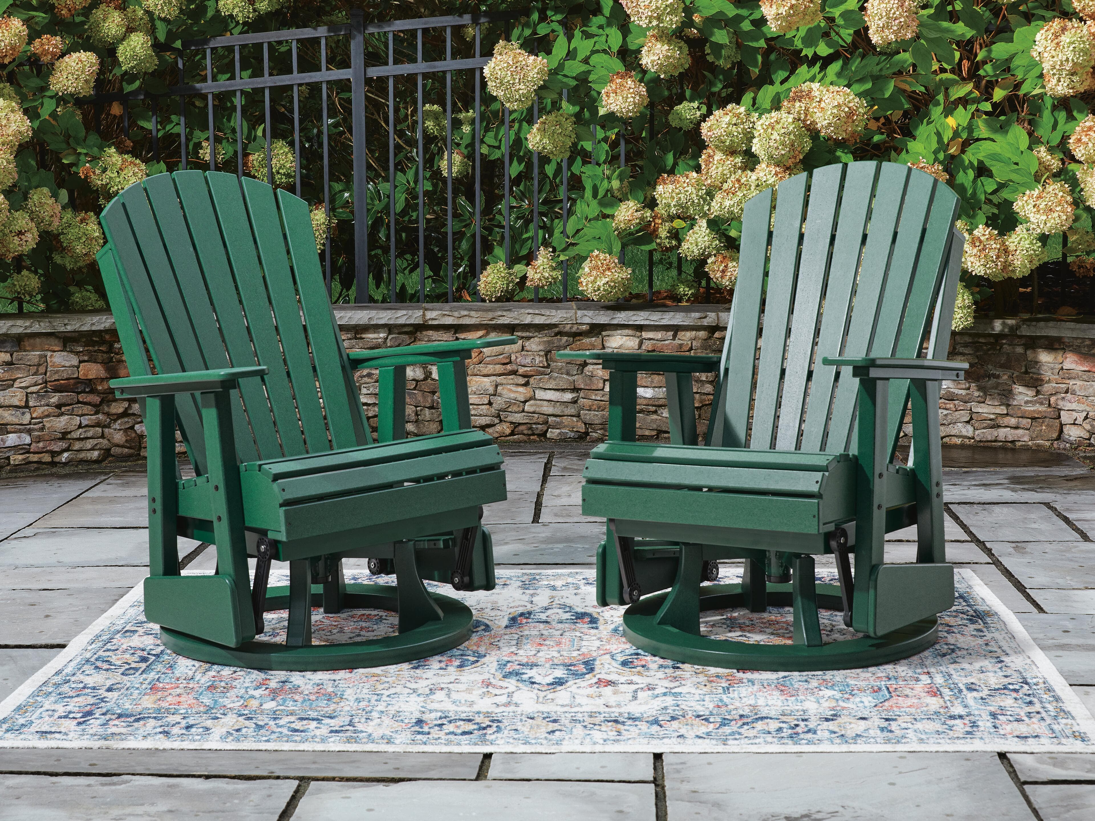 Hyland Wave Outdoor Swivel Glider Chair — Green — view 2
