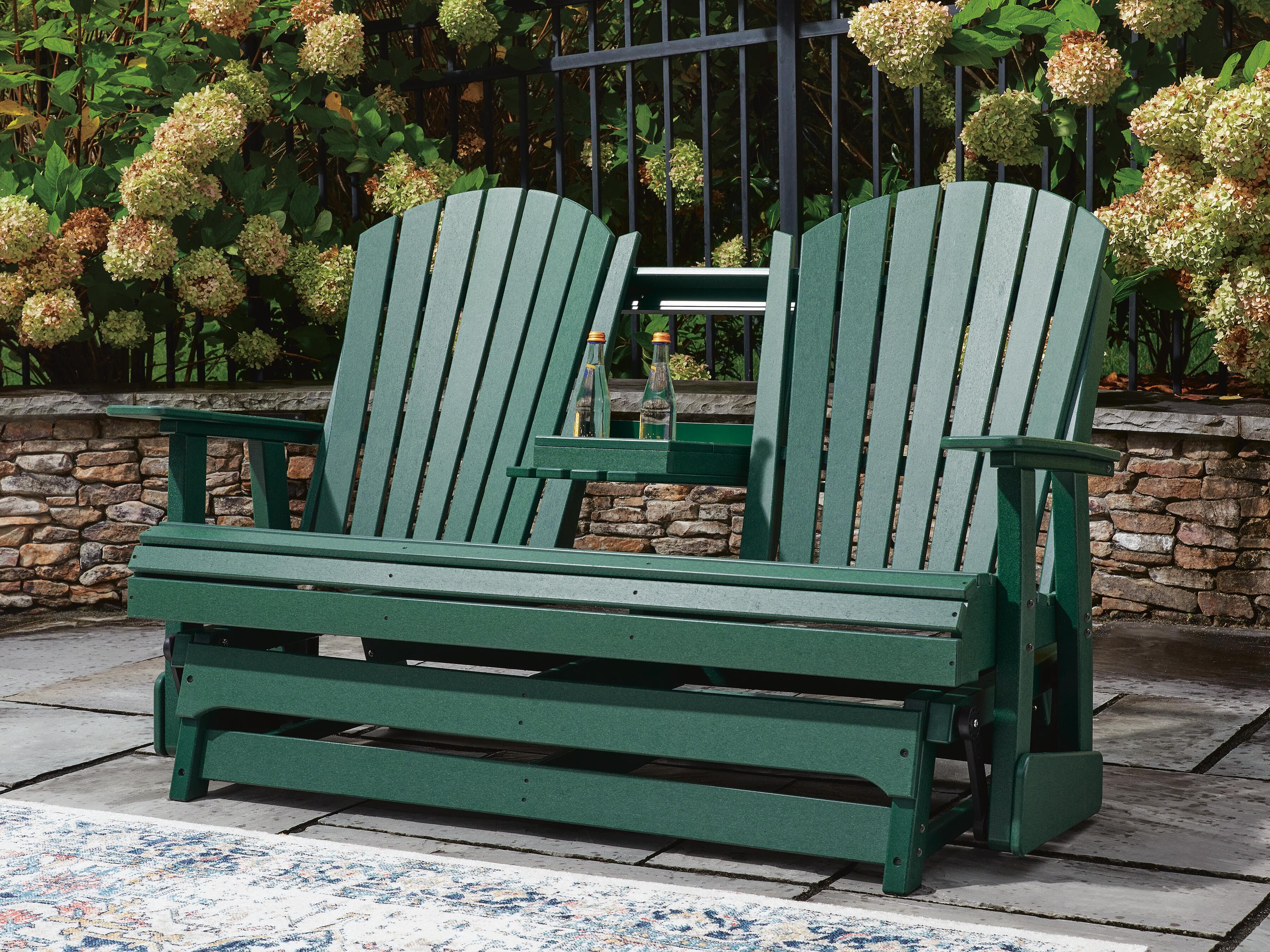 Hyland Wave Outdoor Loveseat Glider — Green — view 7