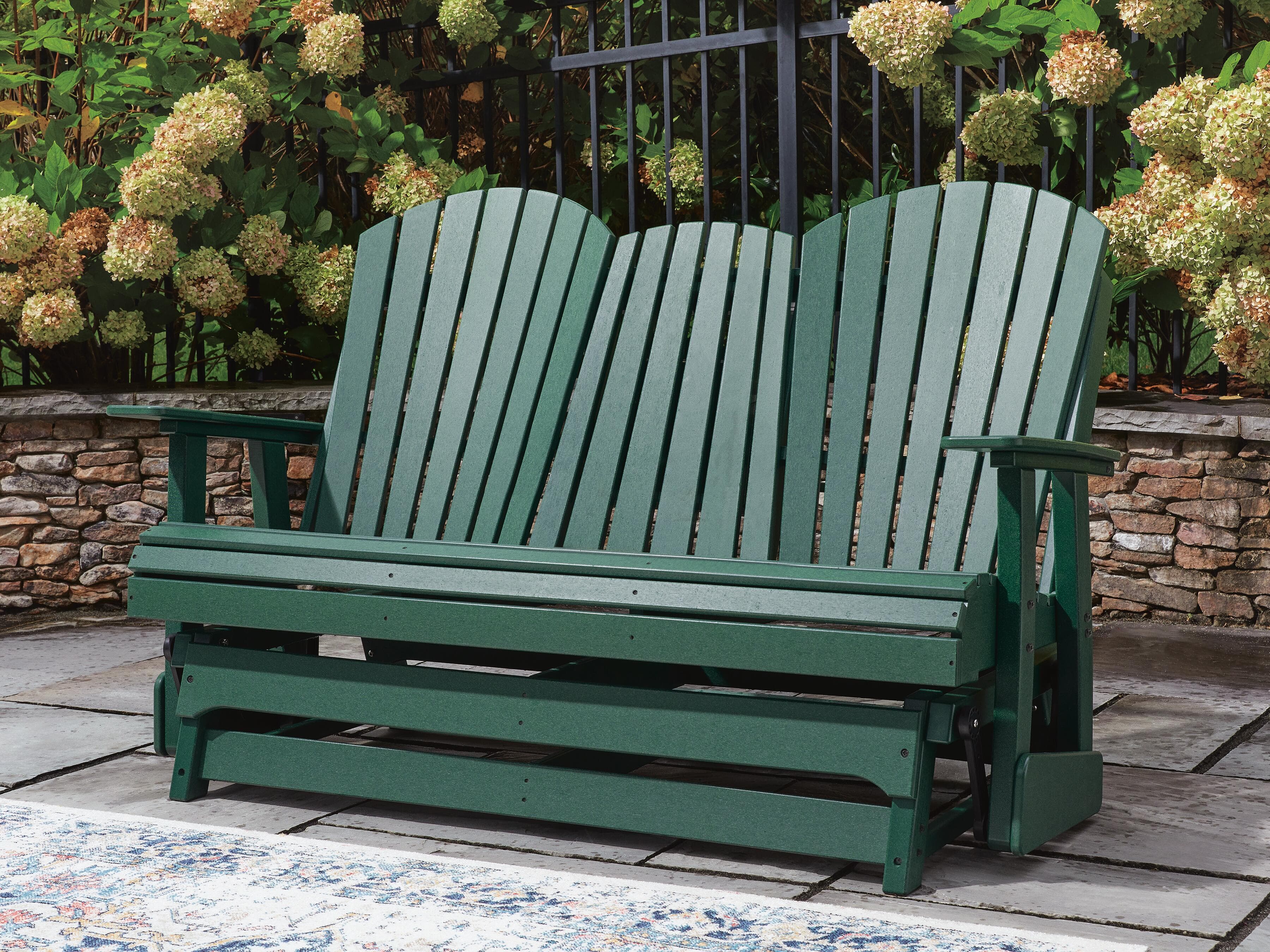 Hyland Wave Outdoor Loveseat Glider — Green — view 2
