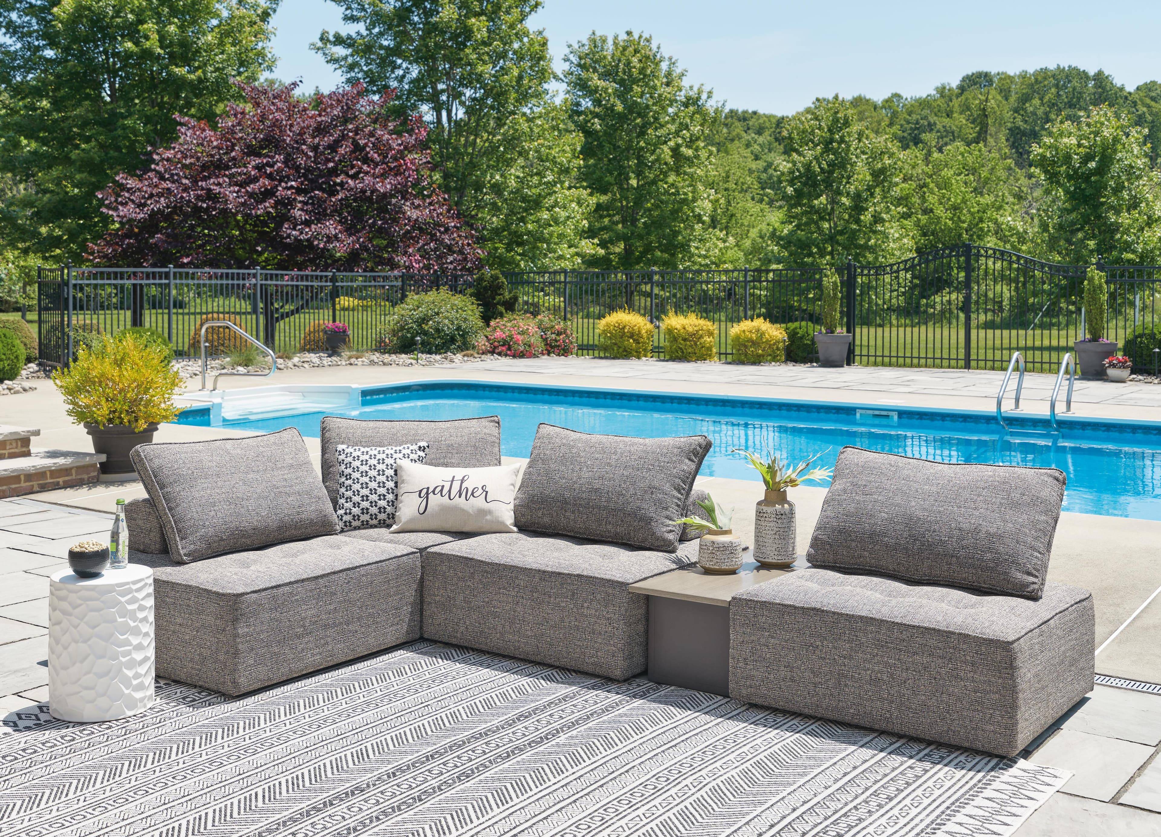 Bree Zee 5-Piece Outdoor Sectional — Brown/Beige — view 2