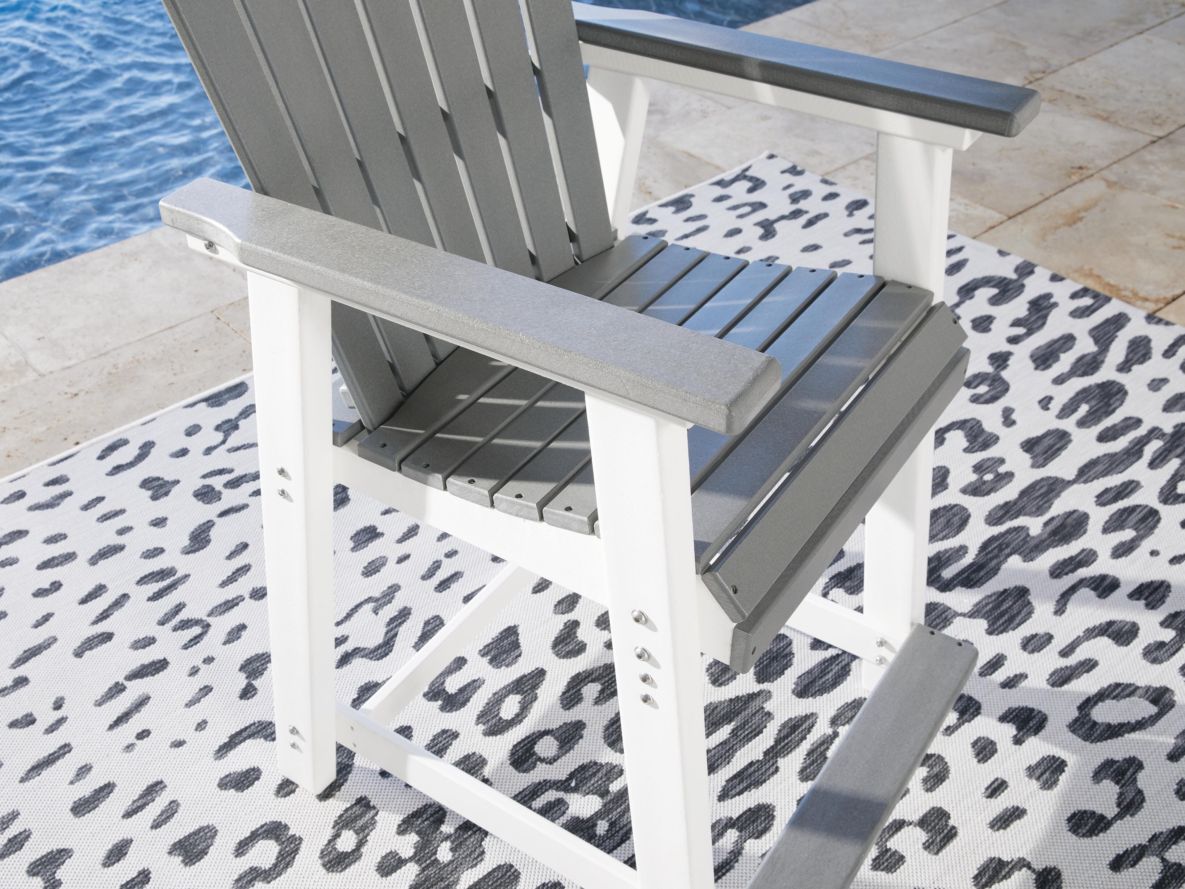 Transville Outdoor Counter Height Bar Stool (Set of 2) — White & Black/Gray — view 6