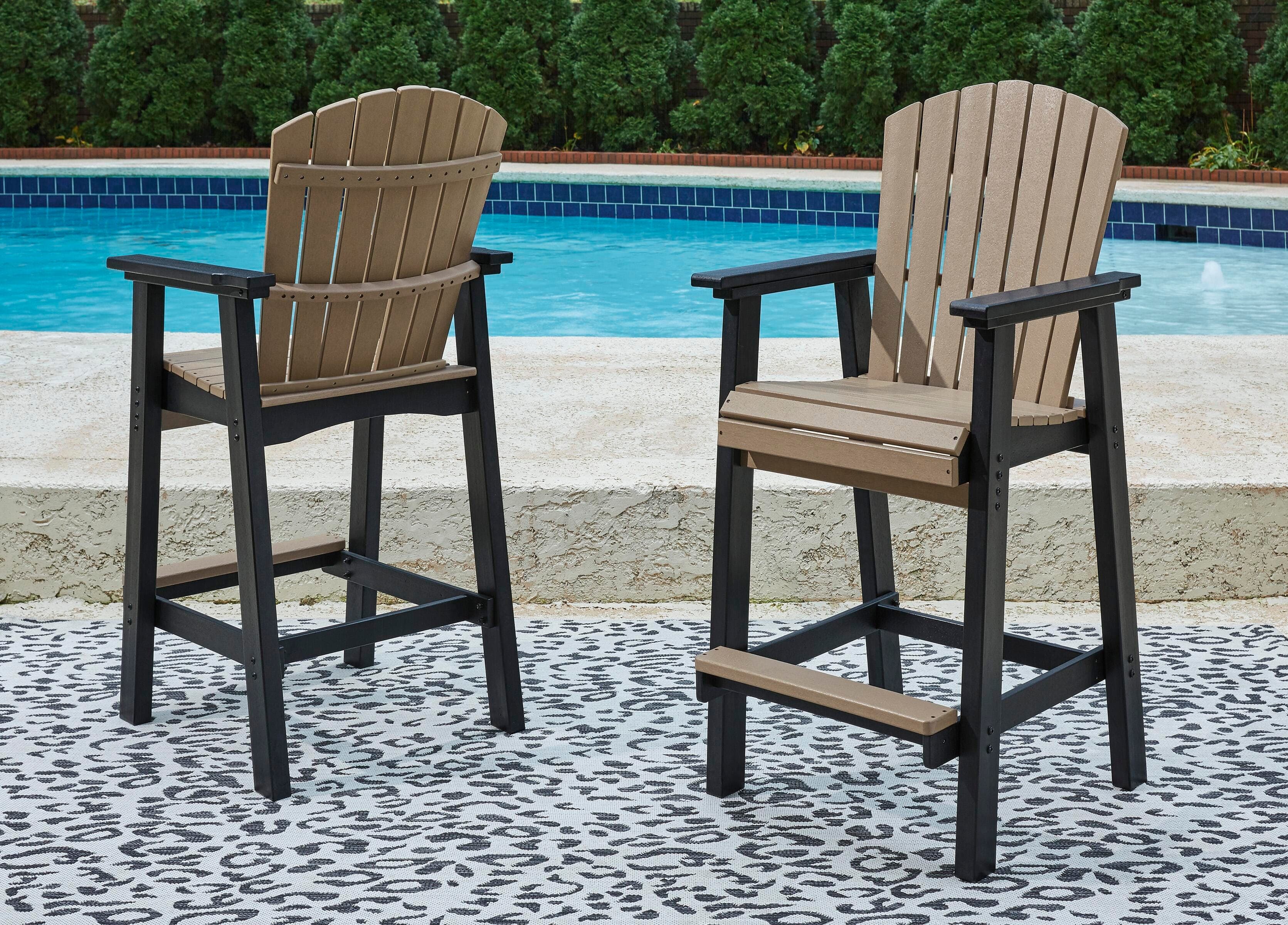 Fairen Trail Barstool (Set of 2) — Black/Gray & Brown/Beige — view 2