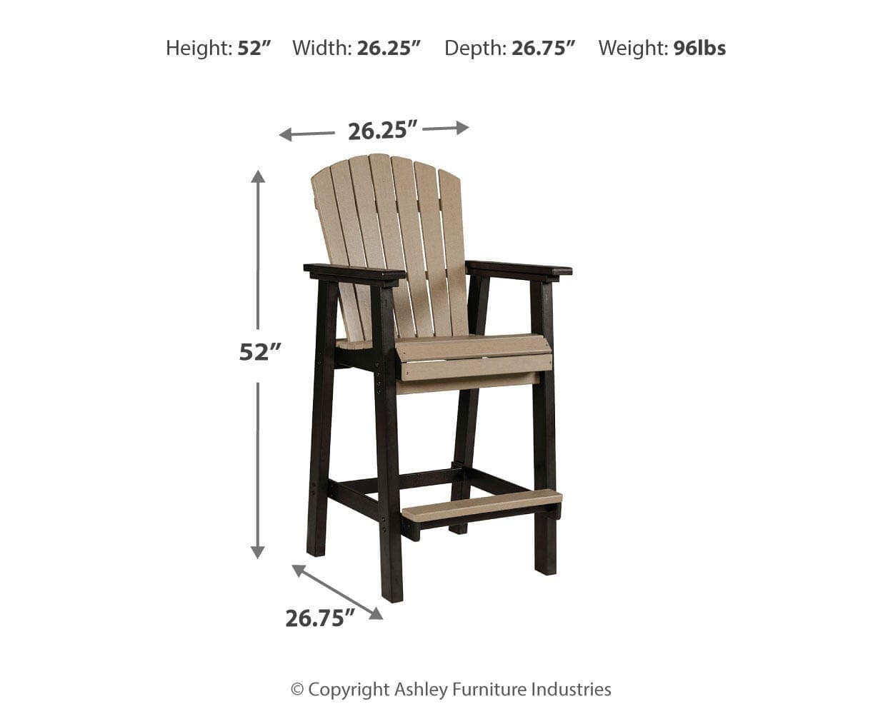Fairen Trail Barstool (Set of 2) — Black/Gray & Brown/Beige — view 4