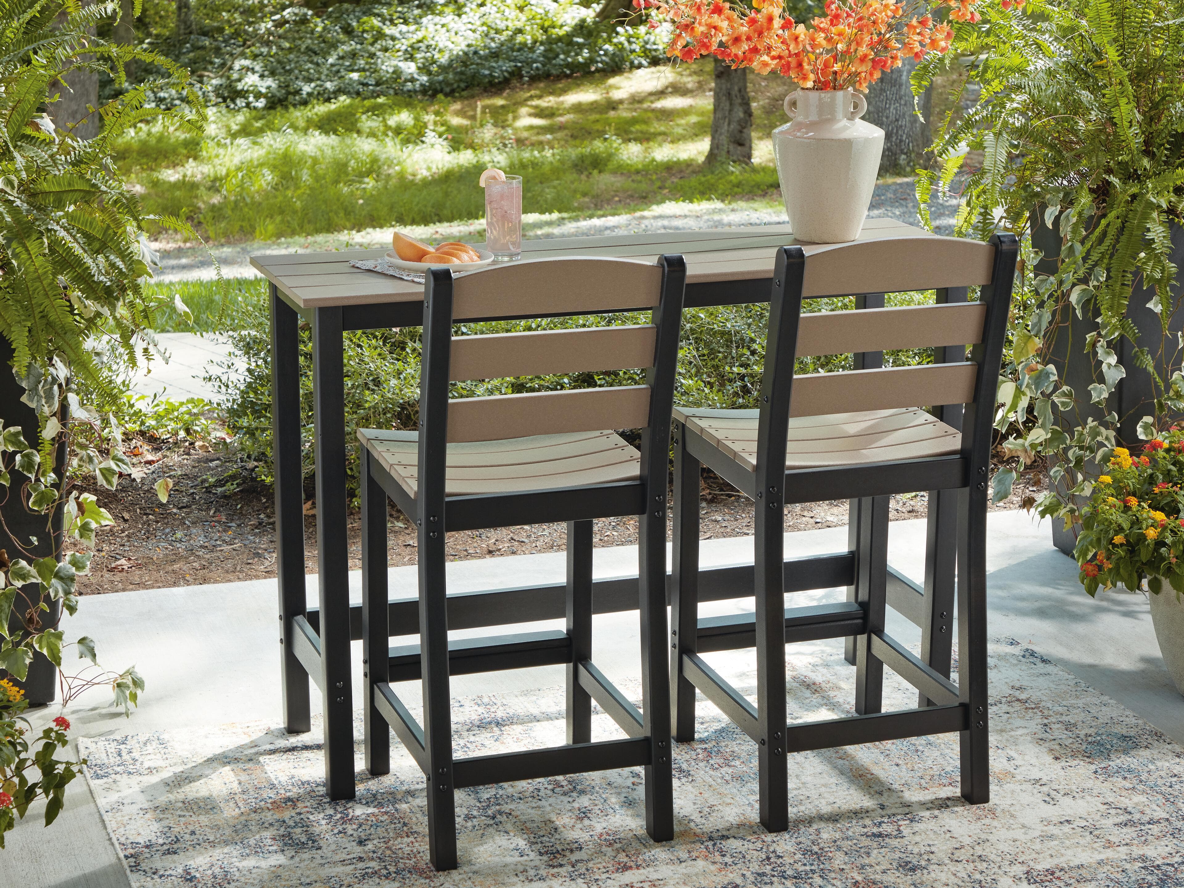 Moondance Outdoor Counter Table and 2 Barstools — Black/Beige — view 7