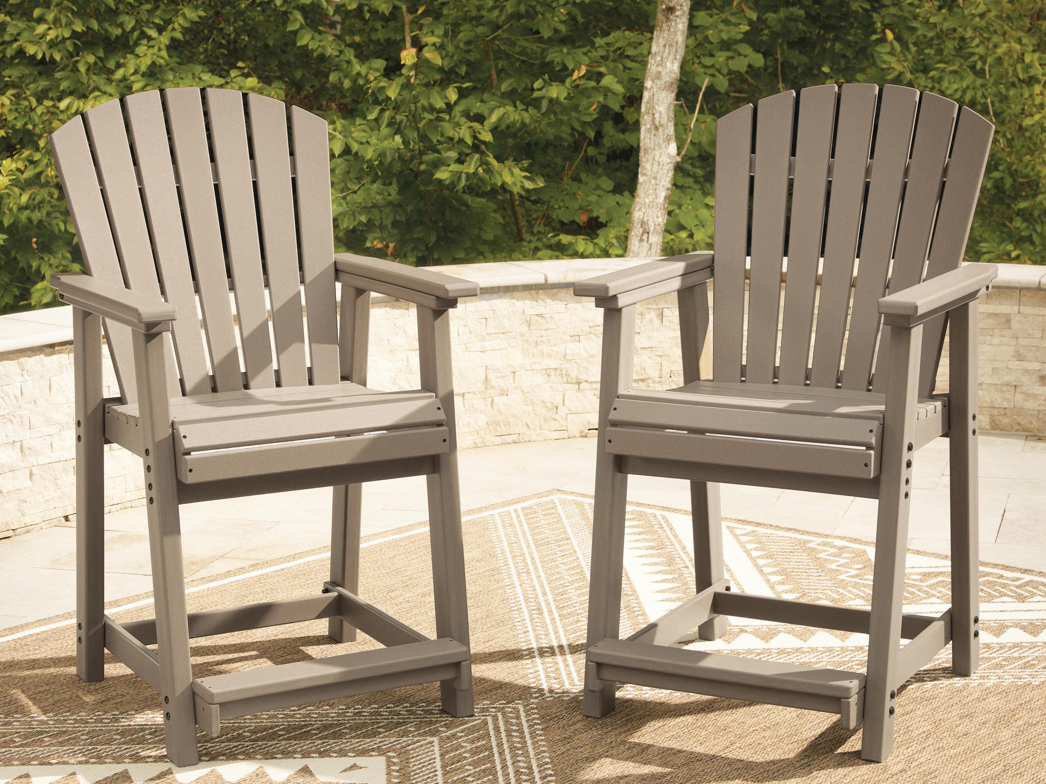 Sandy Dune Outdoor Counter Height Bar Stool (Set of 2) — Medium Brown — view 2