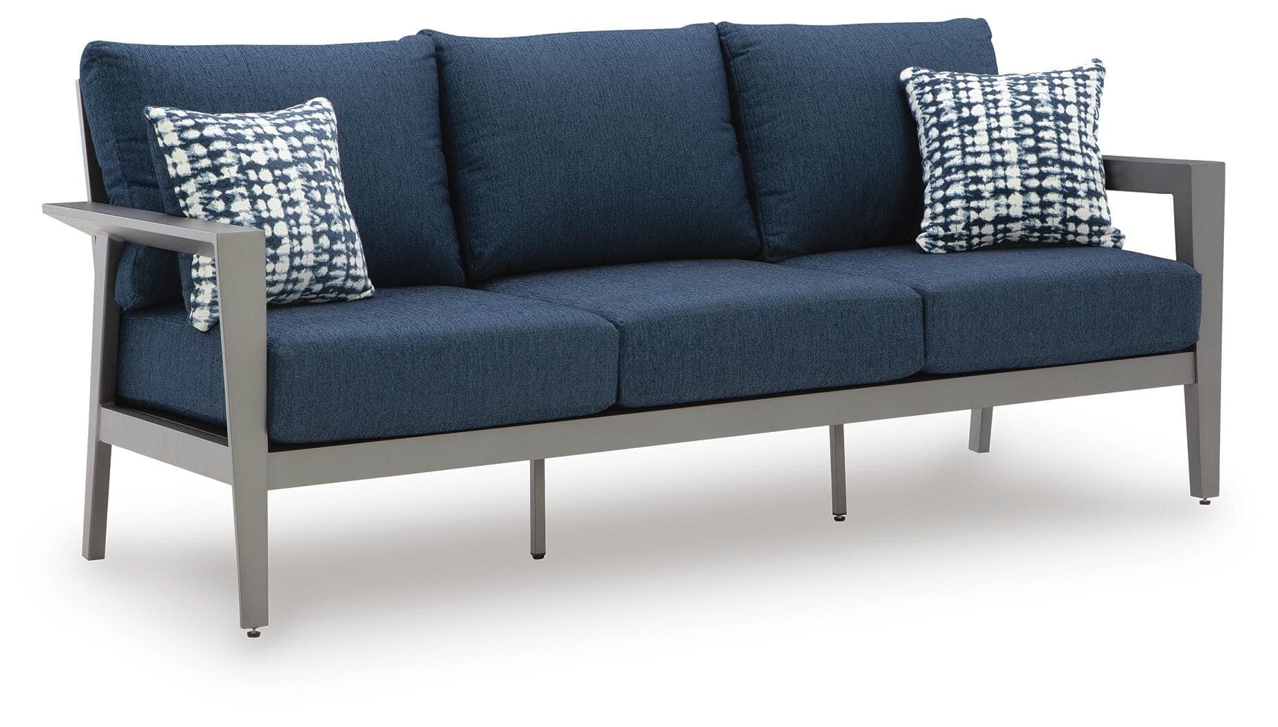 Gali Outdoor Sofa/Chairs/Table Set (Set of 4) — Black/Gray & Blue — view 5