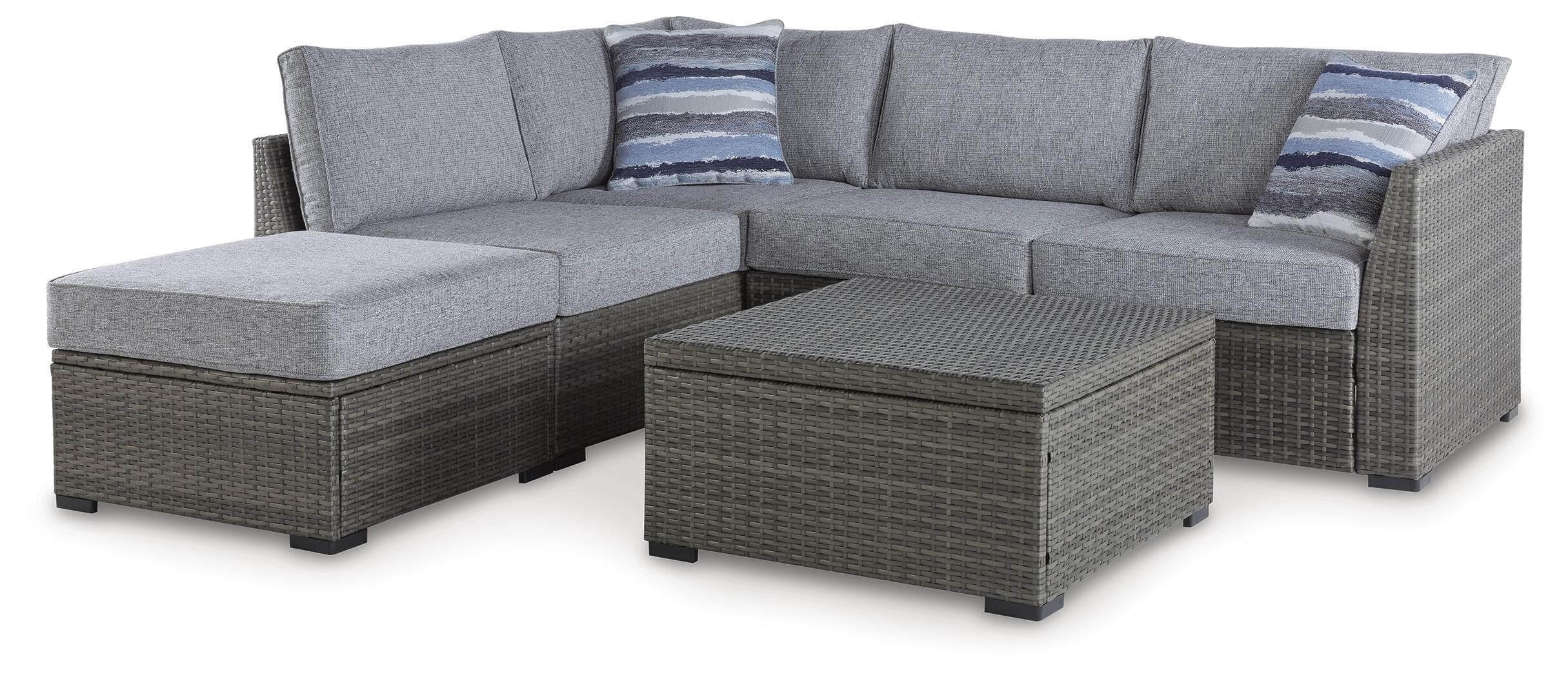 Petal Road Outdoor Loveseat Sectional/Ottoman/Table Set (Set of 4)