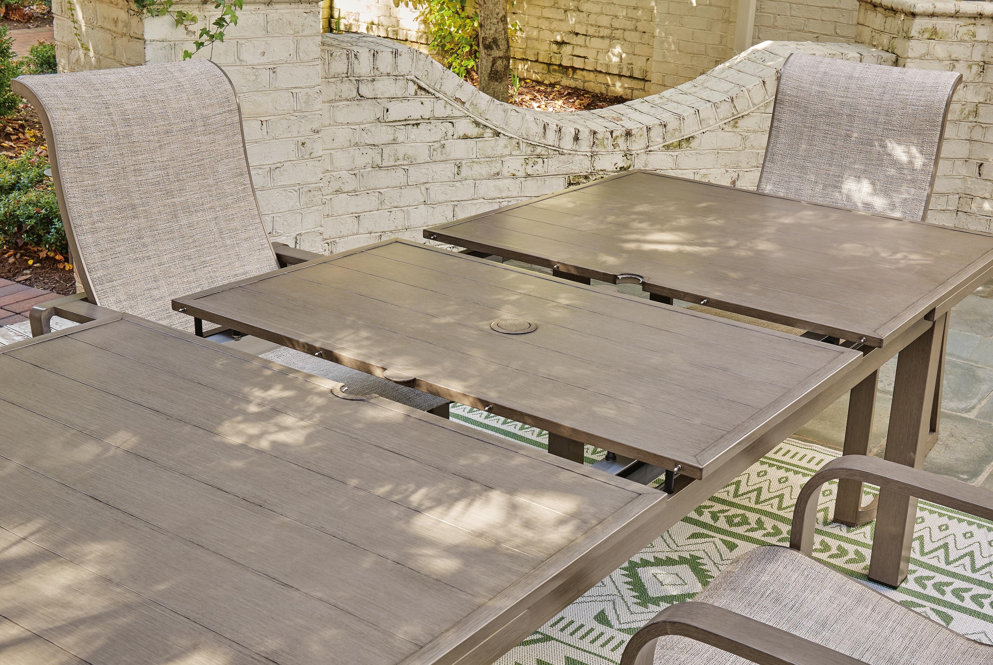 Beach Front Outdoor Dining Table — Brown/Beige — view 7