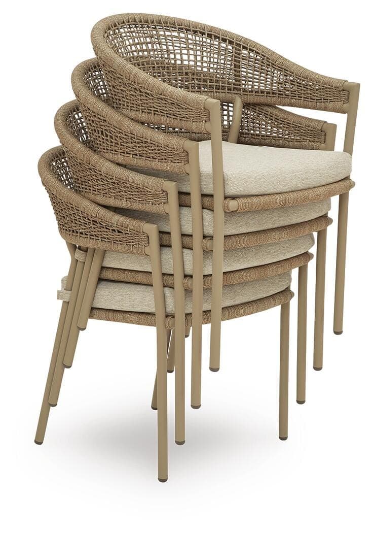 Ocean Park Outdoor Arm Chair with Cushion (Set of 4) — Beige — view 3