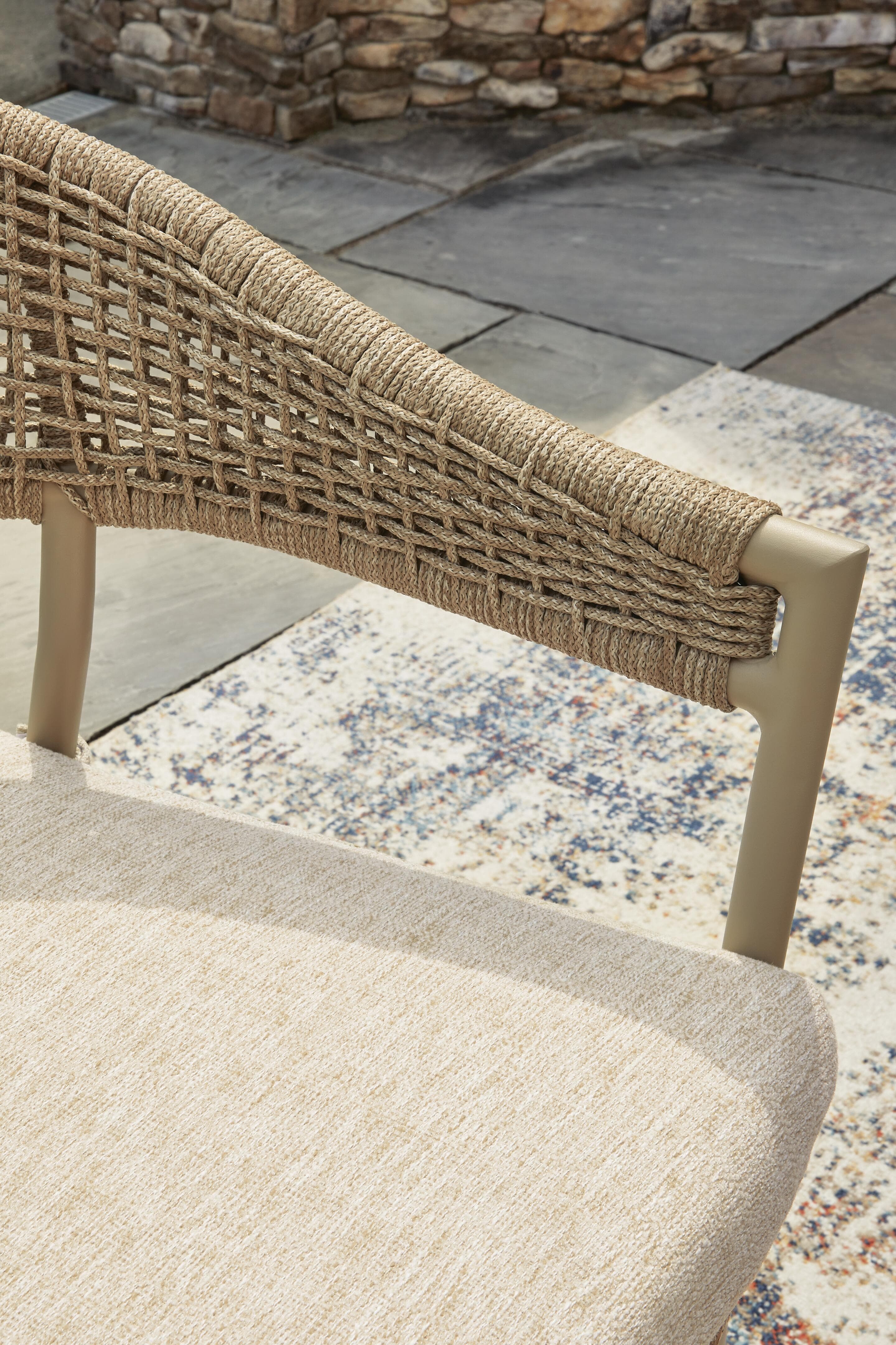 Ocean Park Outdoor Arm Chair with Cushion (Set of 4) — Beige — view 5