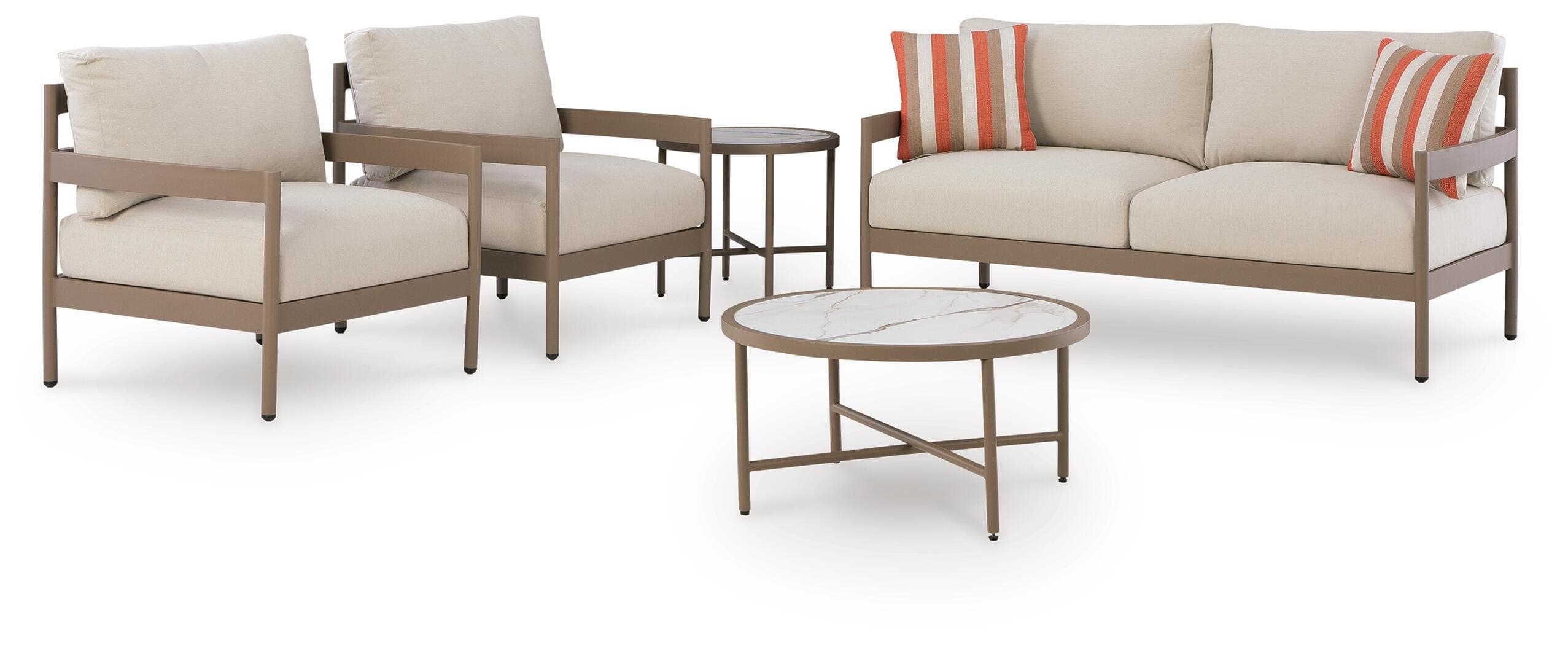 Big Creek Cove Outdoor Love/Chairs/Tables Set (Set of 5) — Beige — view 3