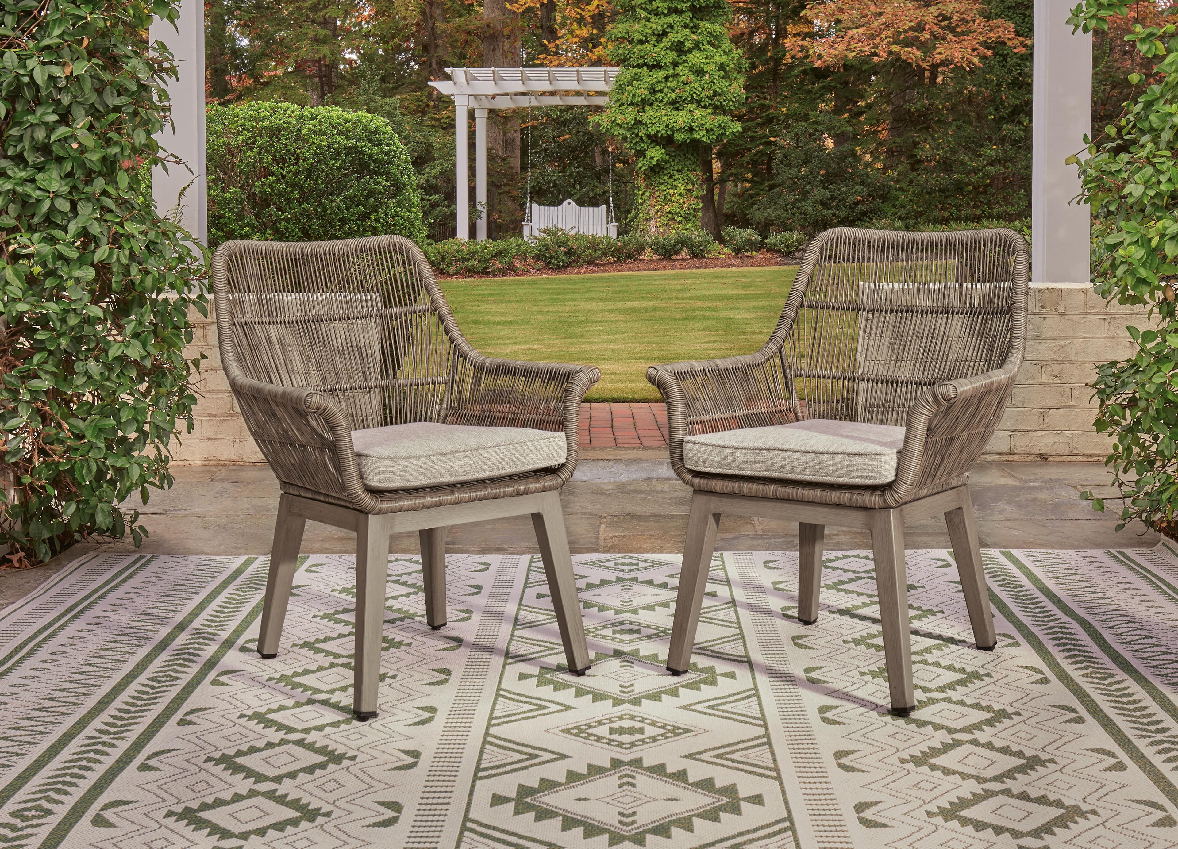 Beach Front Arm Chair with Cushion (Set of 2) — Brown/Beige — view 2