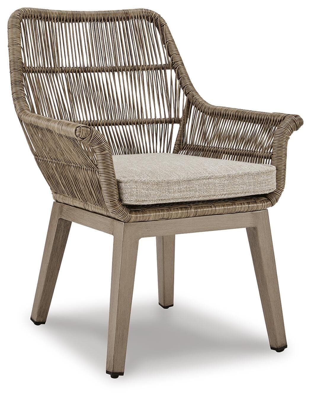 Beach Front Arm Chair with Cushion (Set of 2) — Brown/Beige — view 3