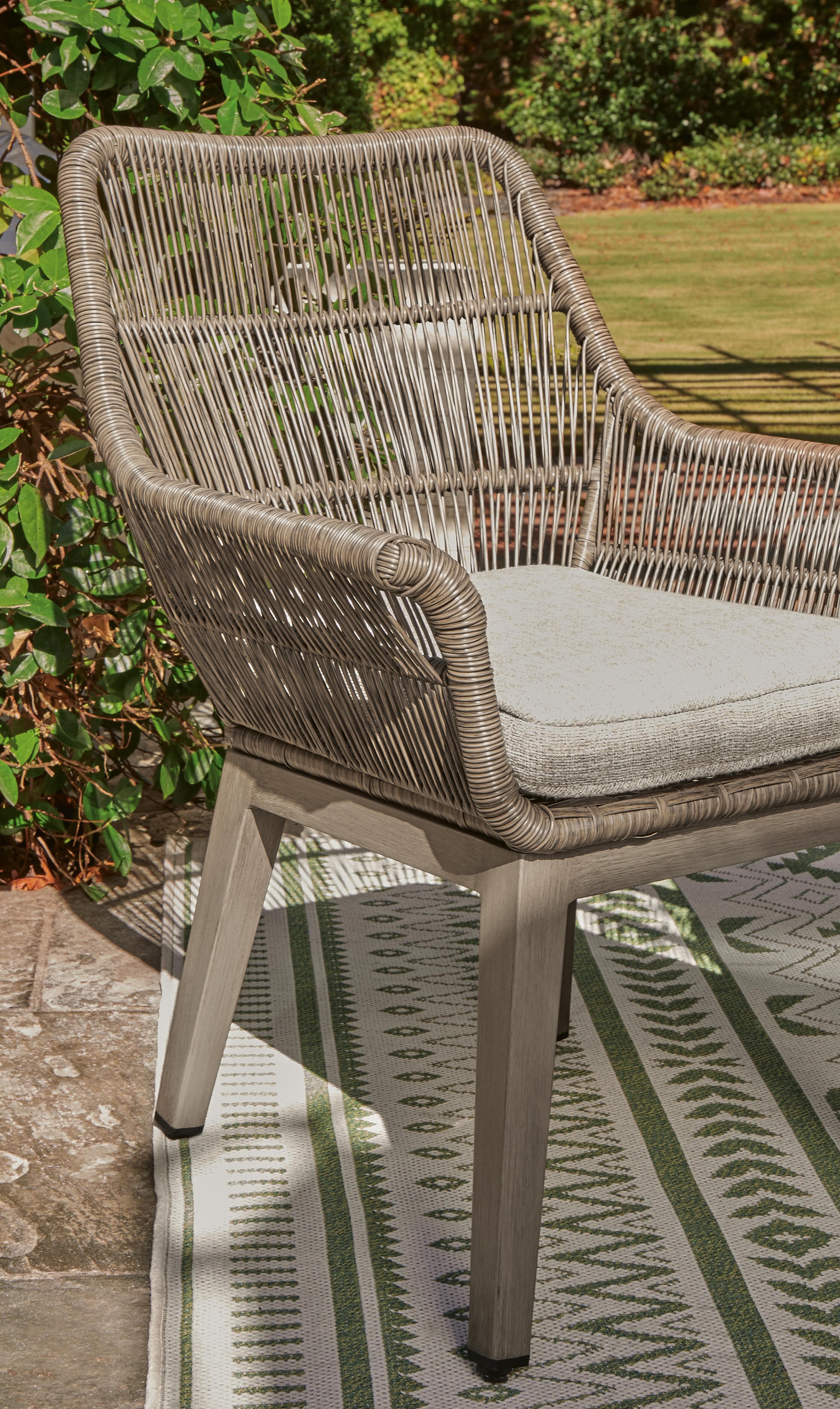 Beach Front Arm Chair with Cushion (Set of 2) — Brown/Beige — view 7