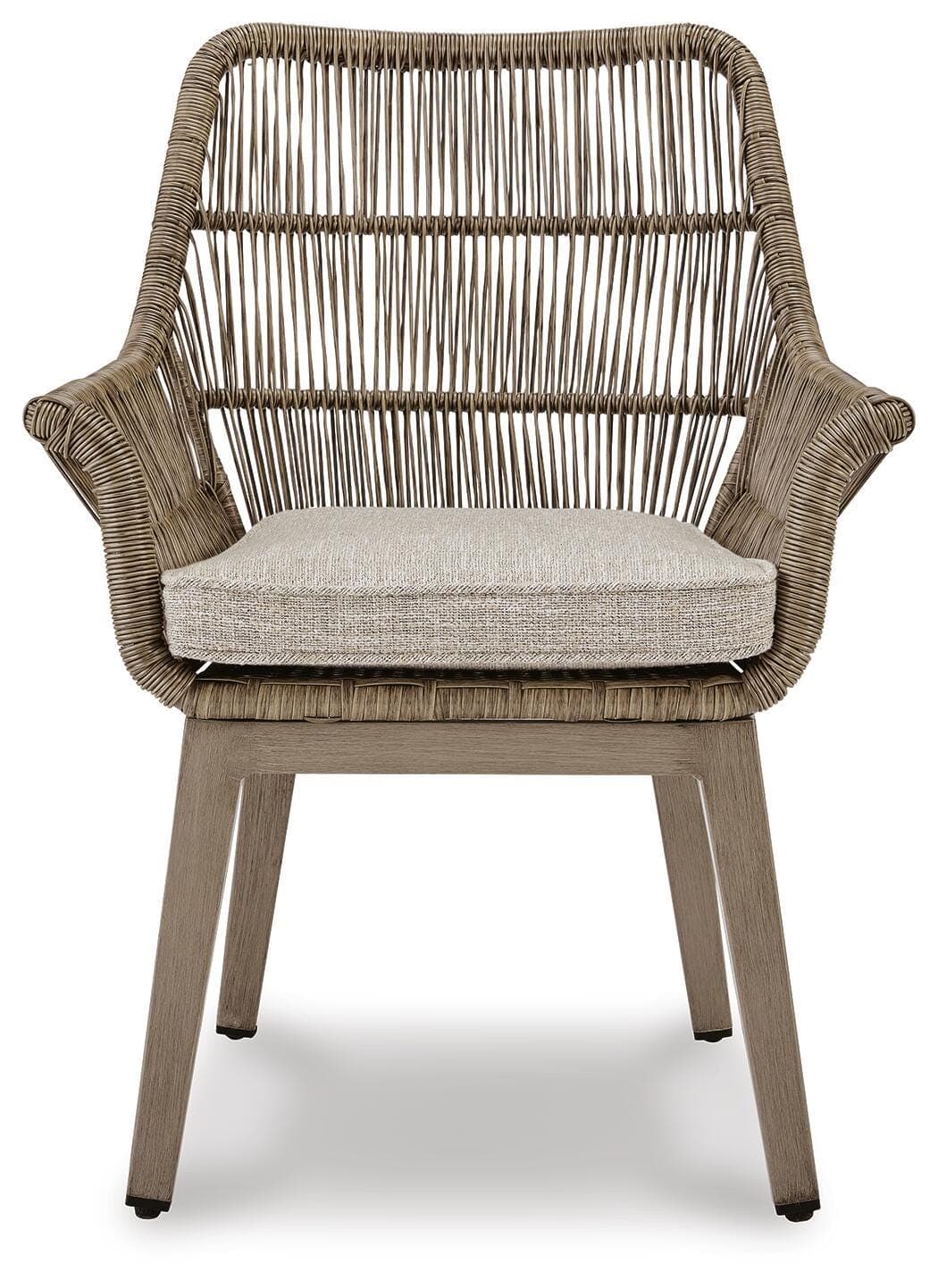 Beach Front Arm Chair with Cushion (Set of 2) — Brown/Beige — view 4