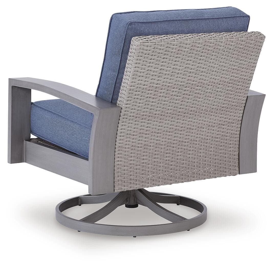 Dillon Beach Outdoor Swivel Lounge Chair with Cushion — Blue/Gray — view 4