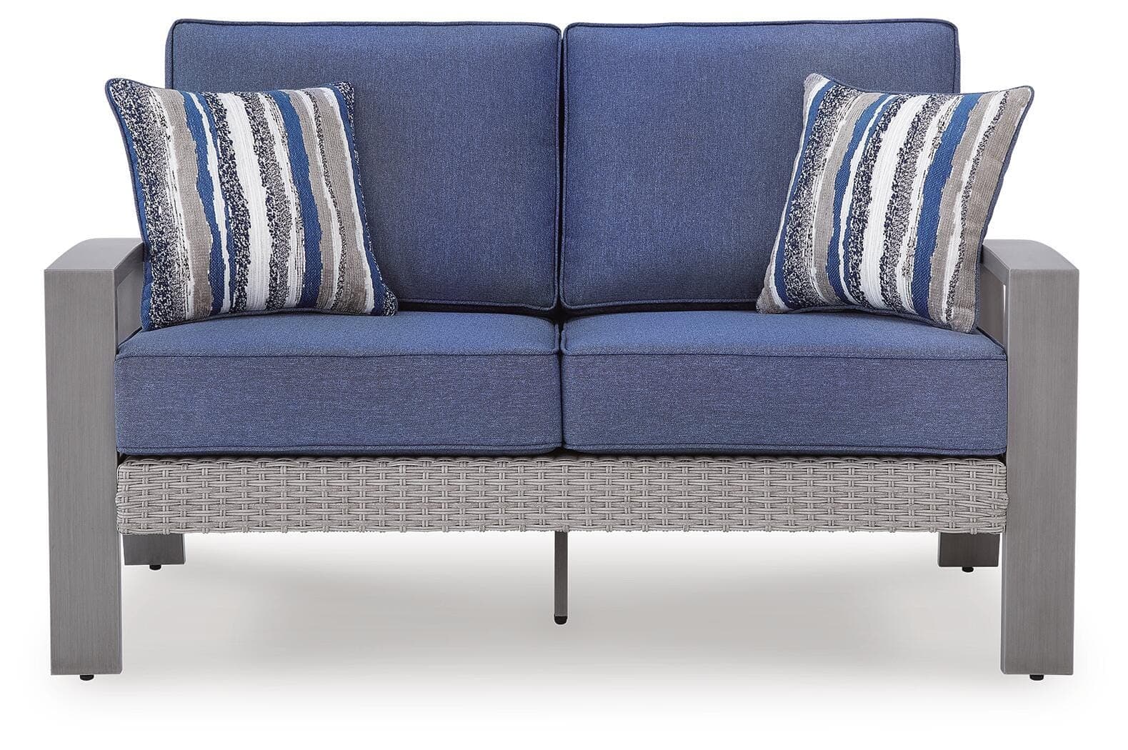 Dillon Beach Outdoor Loveseat with Cushion — Blue/Gray — view 3