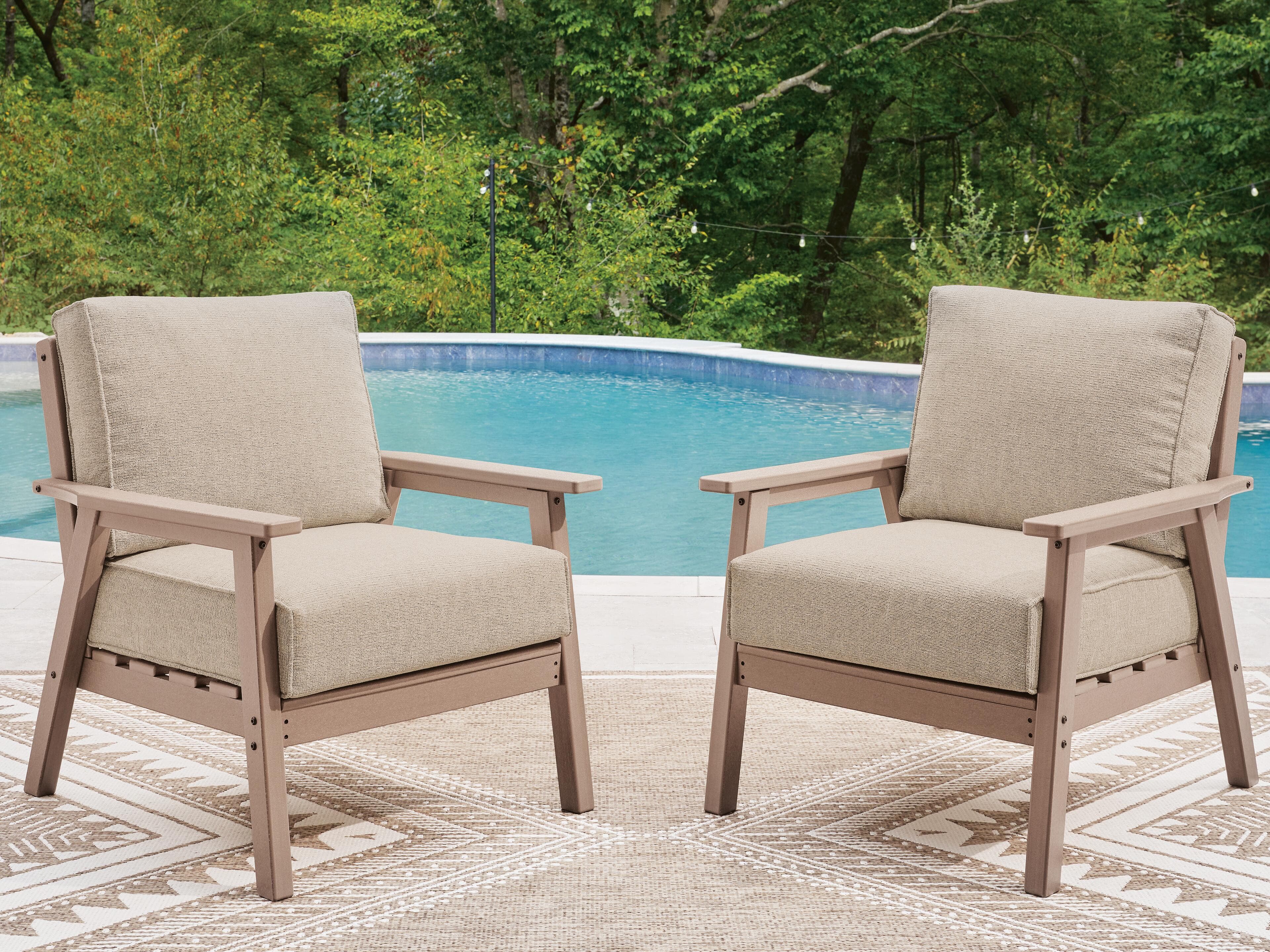Cliffs Beach Outdoor Lounge Chair with Cushion (Set of 2) — Driftwood — view 2