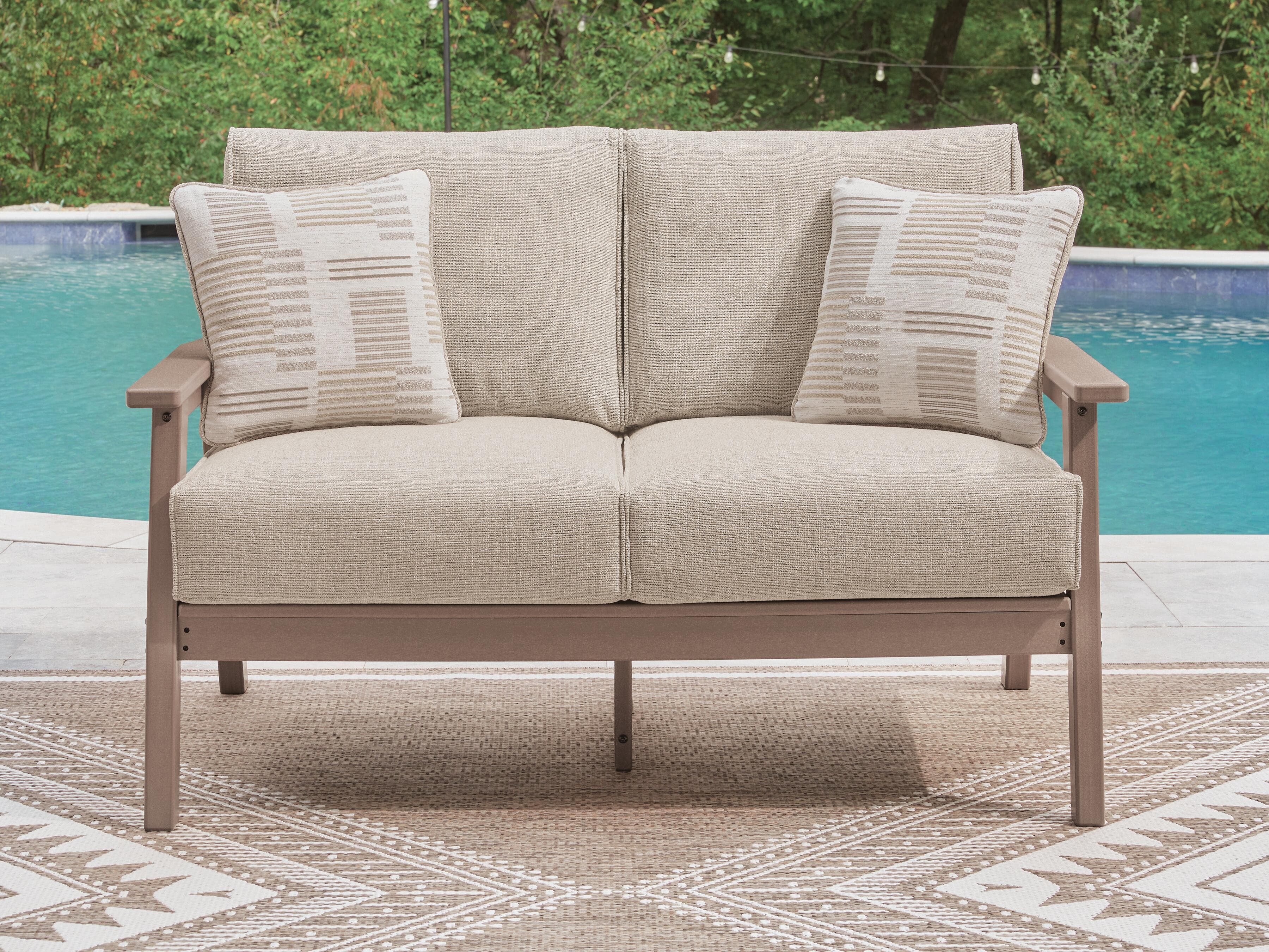Cliffs Beach Outdoor Loveseat with Cushion — Driftwood — view 2