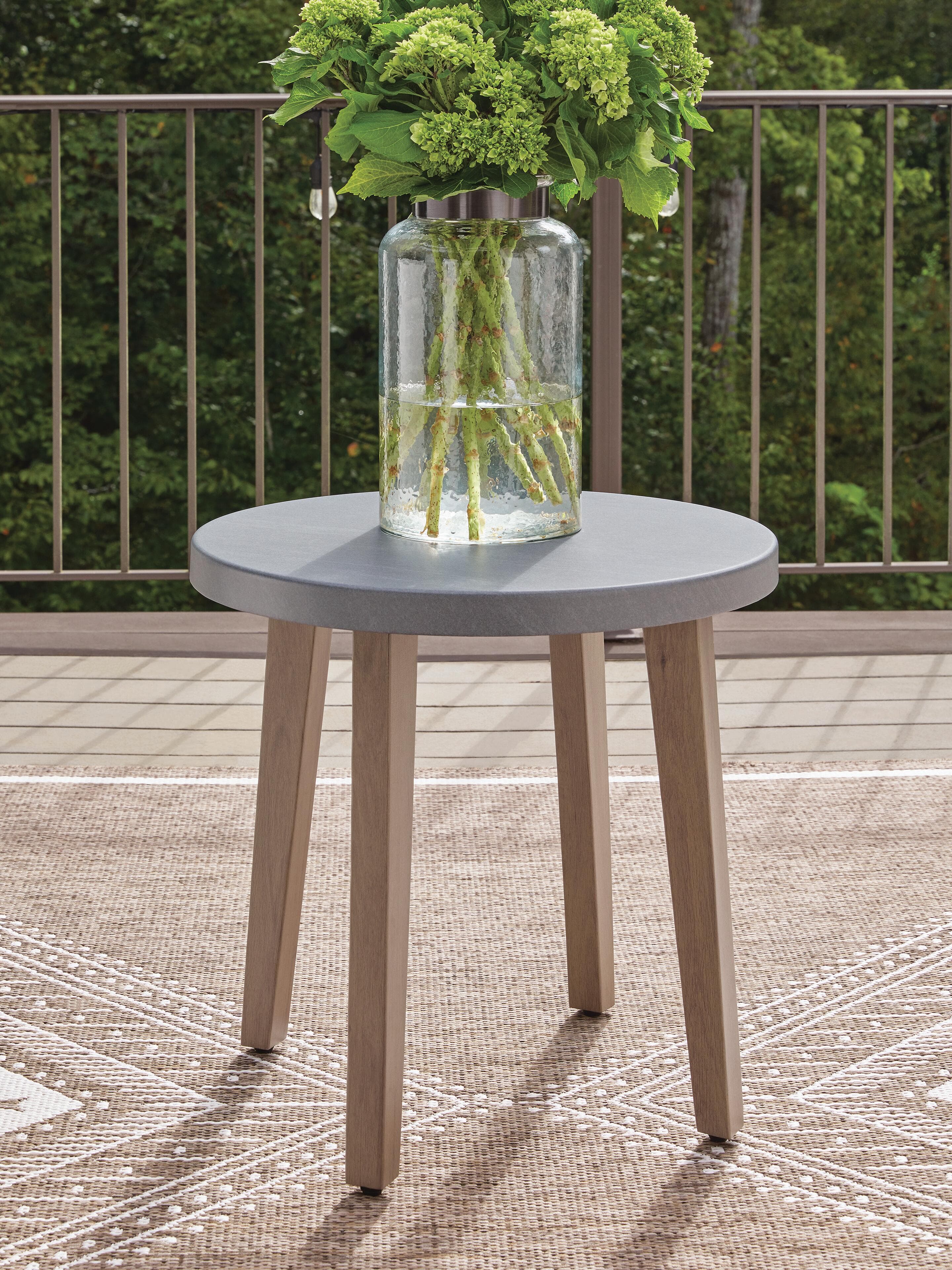 Francis Beach Outdoor End Table — Natural/Gray — view 2