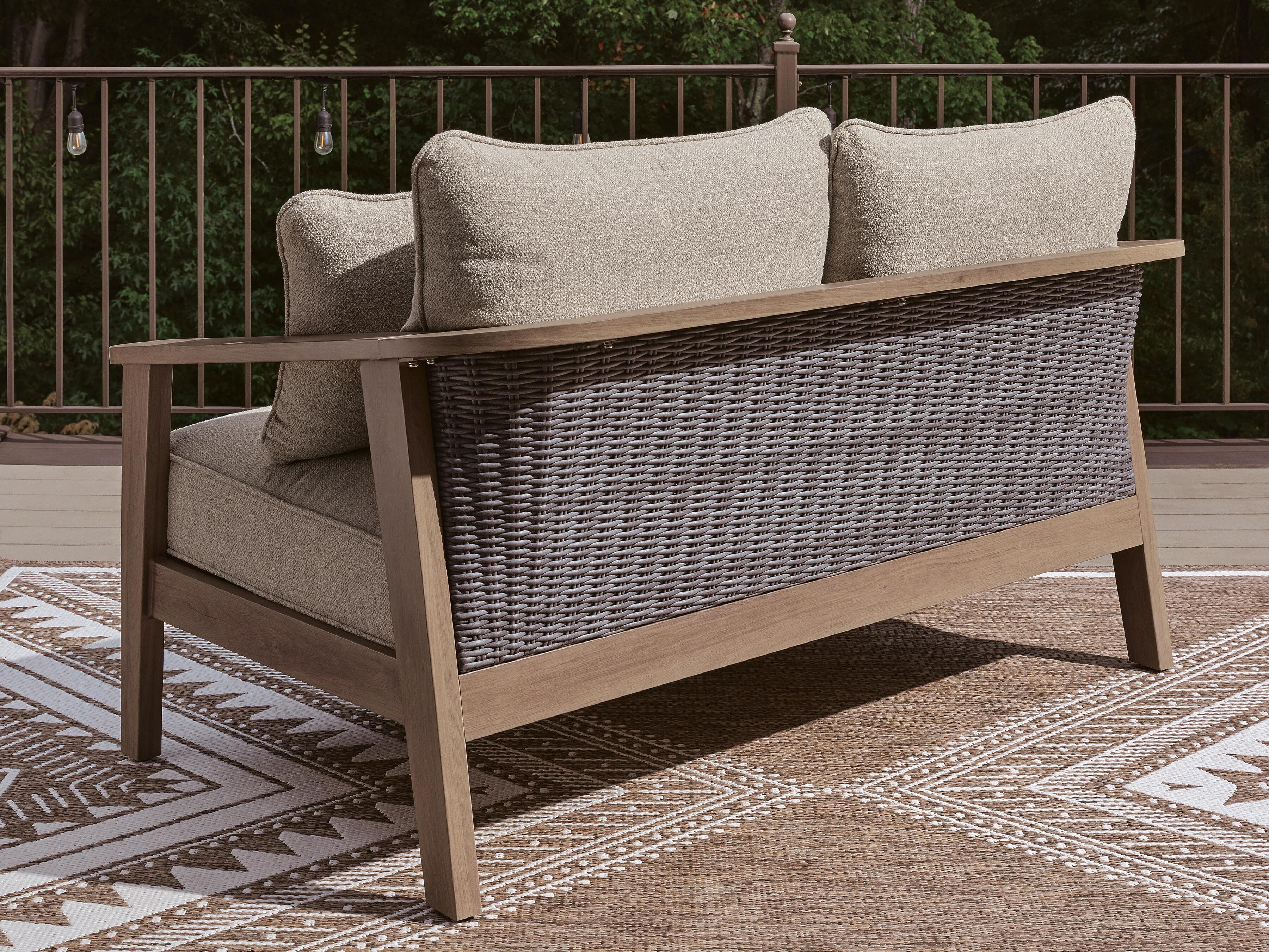 Francis Beach Outdoor Loveseat with Cushion — Natural/Gray — view 5