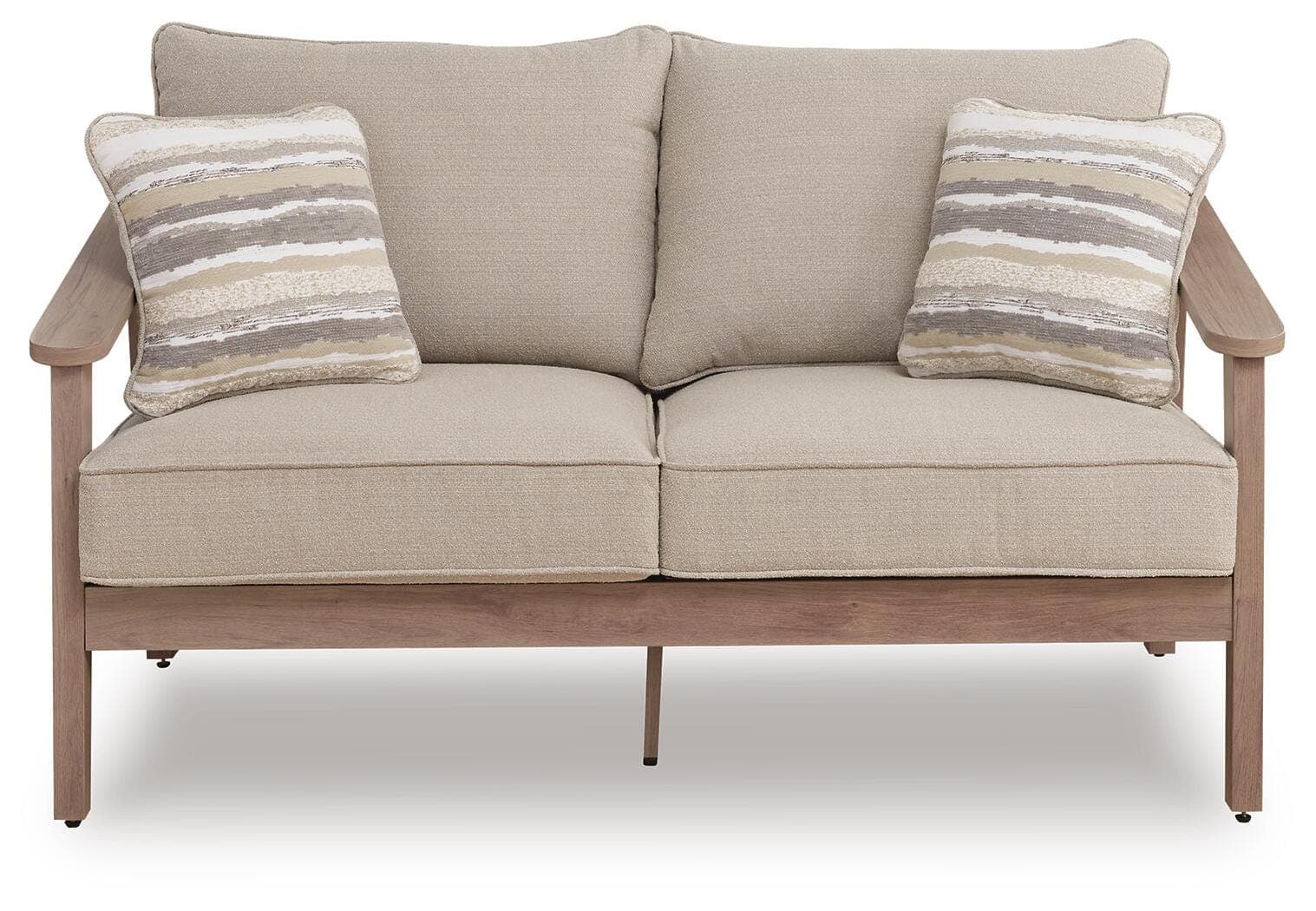 Francis Beach Outdoor Loveseat with Cushion — Natural/Gray — view 3