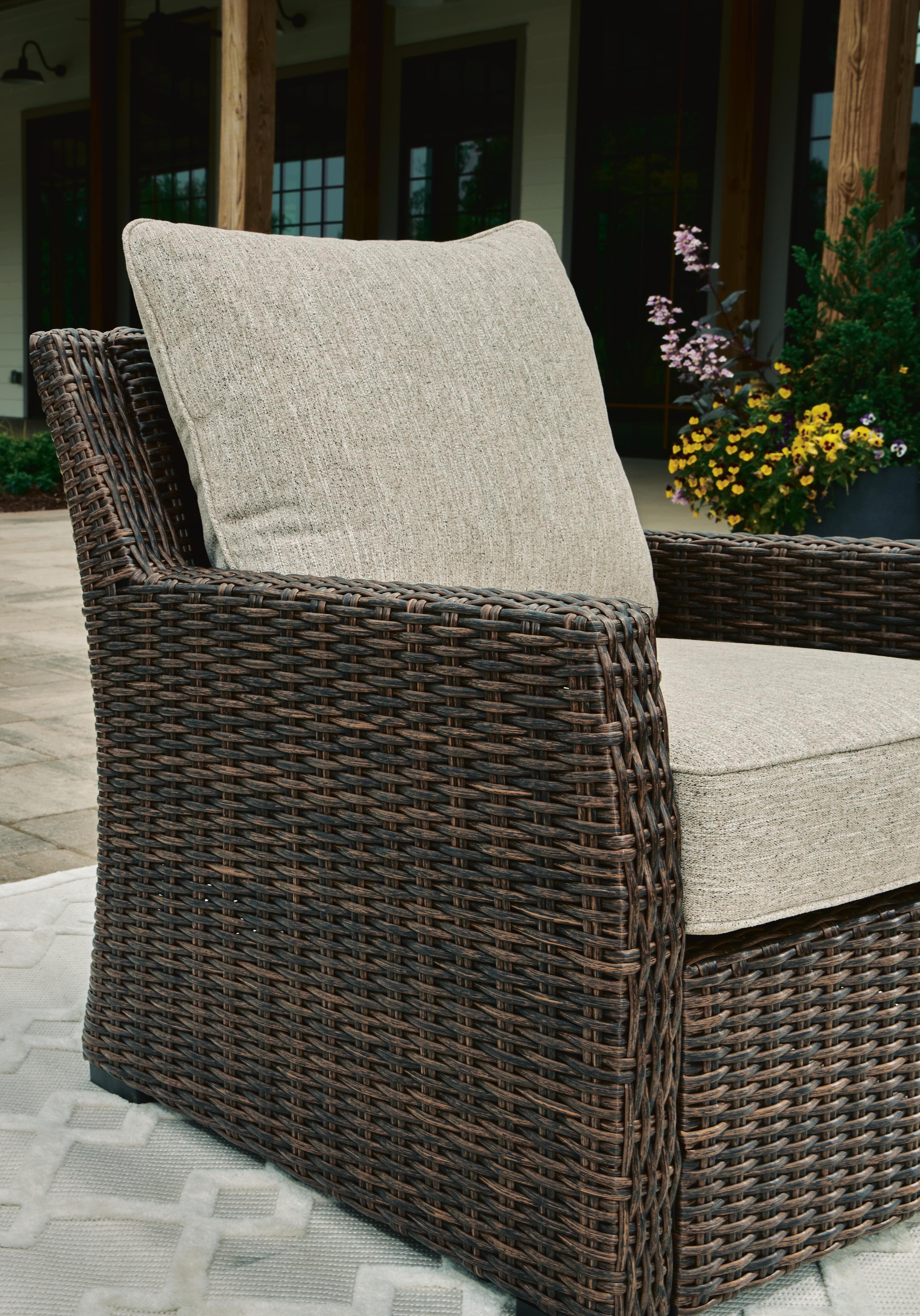 Brook Ranch Outdoor Lounge Chair with Cushion — Brown/Beige — view 6