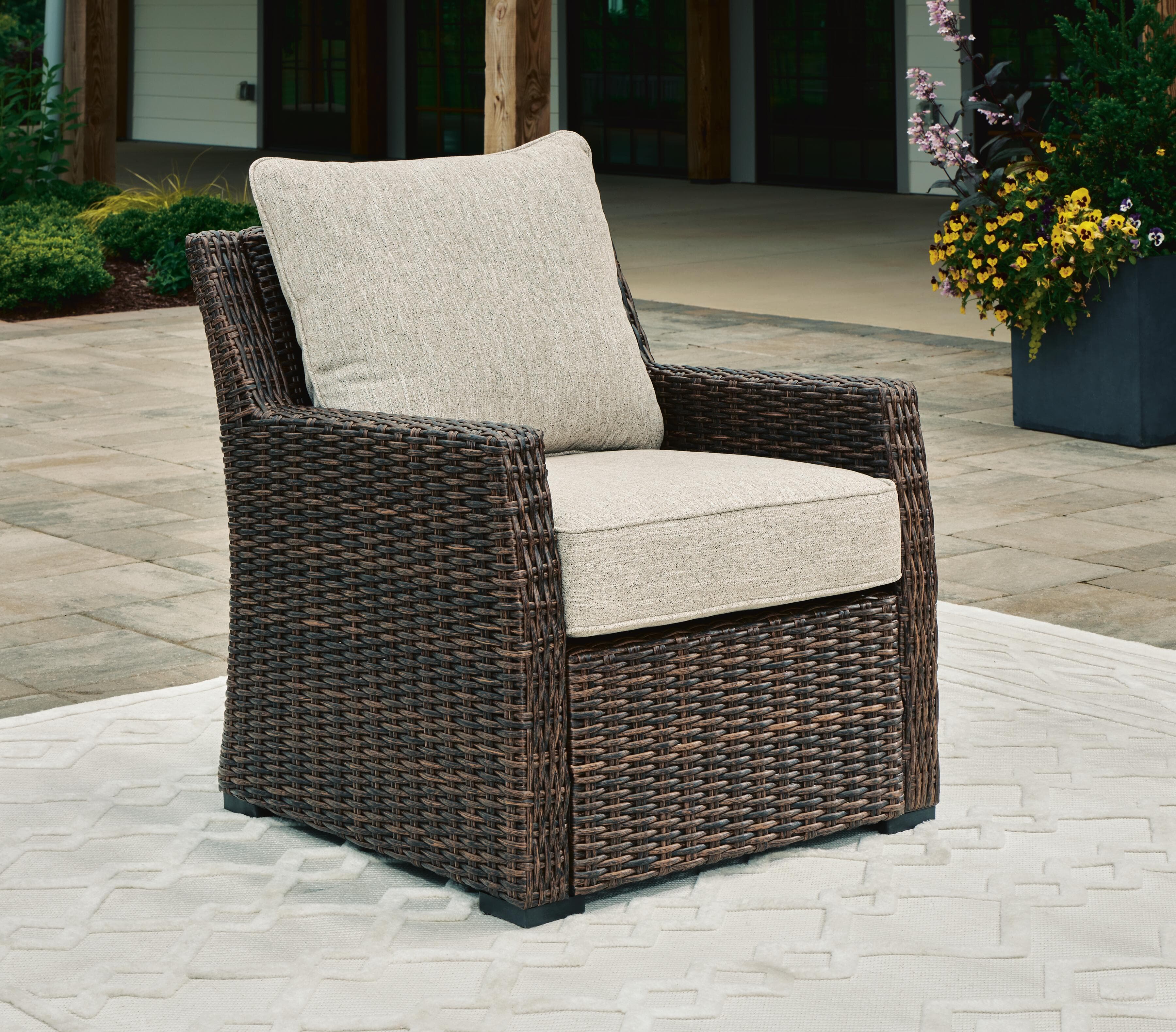 Brook Ranch Outdoor Lounge Chair with Cushion — Brown/Beige — view 2