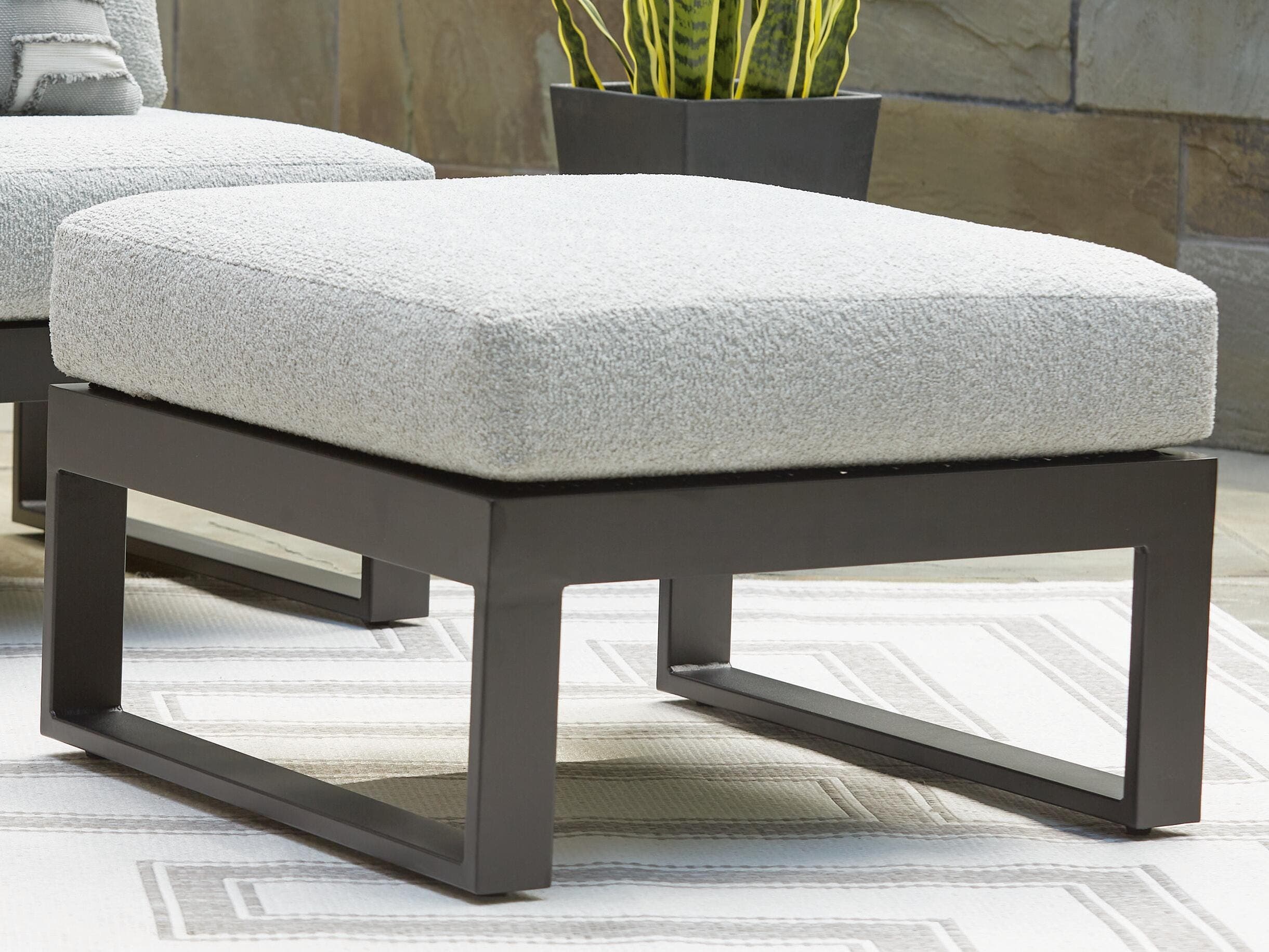Beachloft Outdoor Ottoman with Cushion — Black/Gray — view 2