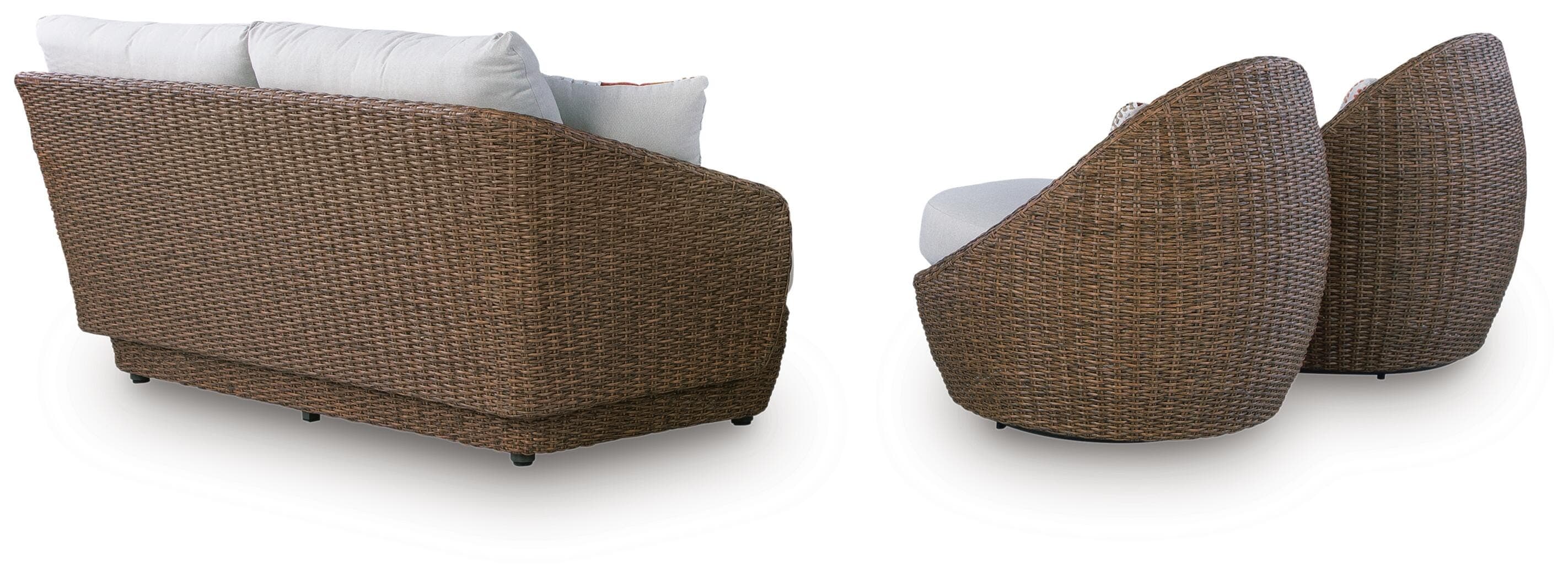 Cardiff Beach Outdoor Loveseat/2 Swivel Chairs (Set of 3) — Beige — view 4