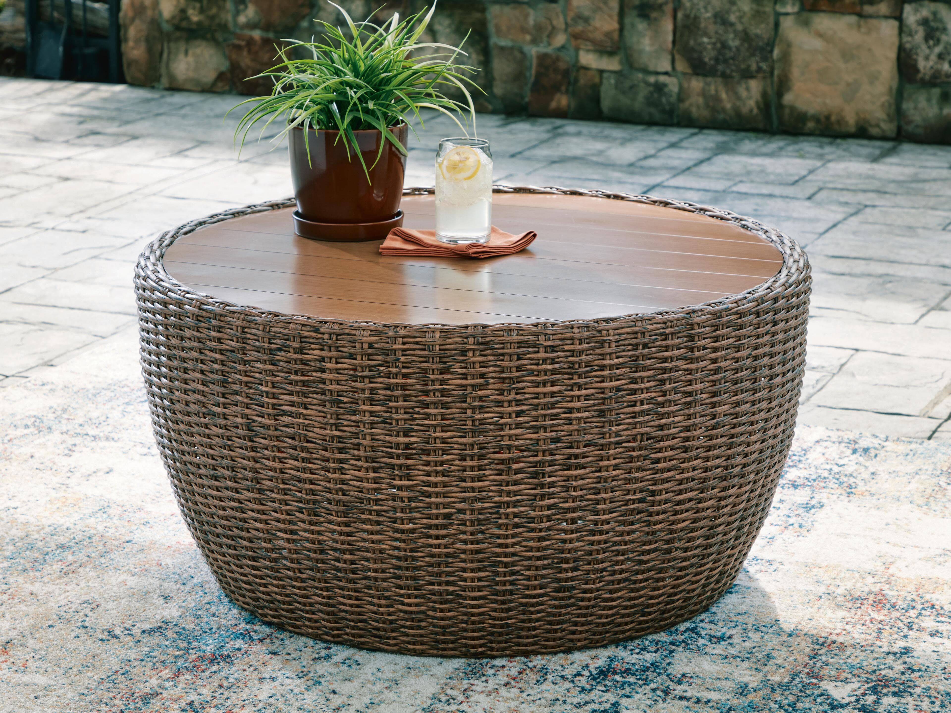 Cardiff Beach Outdoor Coffee Table — Beige — view 2
