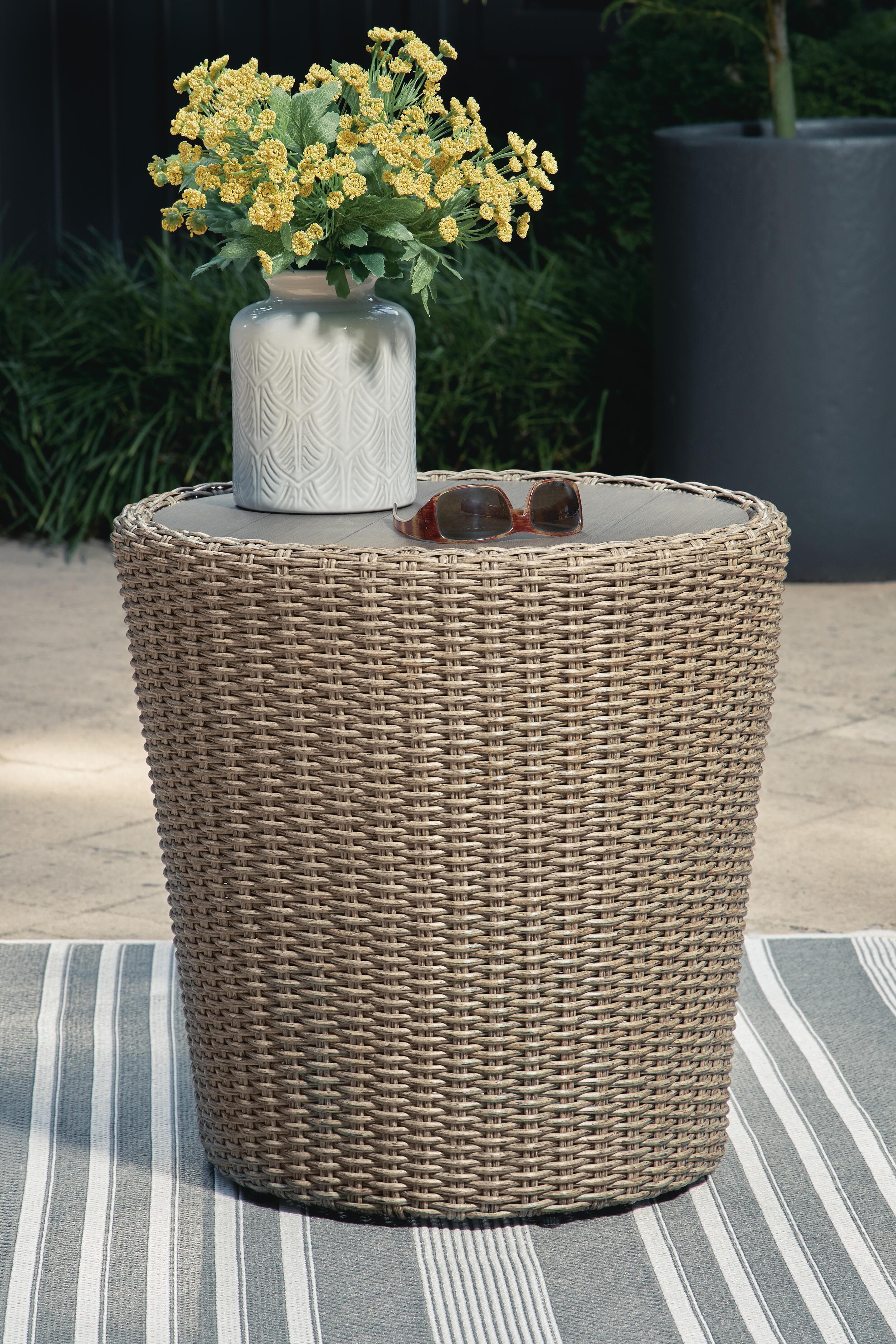 Danson Outdoor End Table — Brown/Beige — view 2