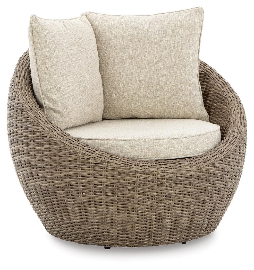 Danson Swivel Lounge with Cushion (Set of 2) — Brown/Beige — view 3