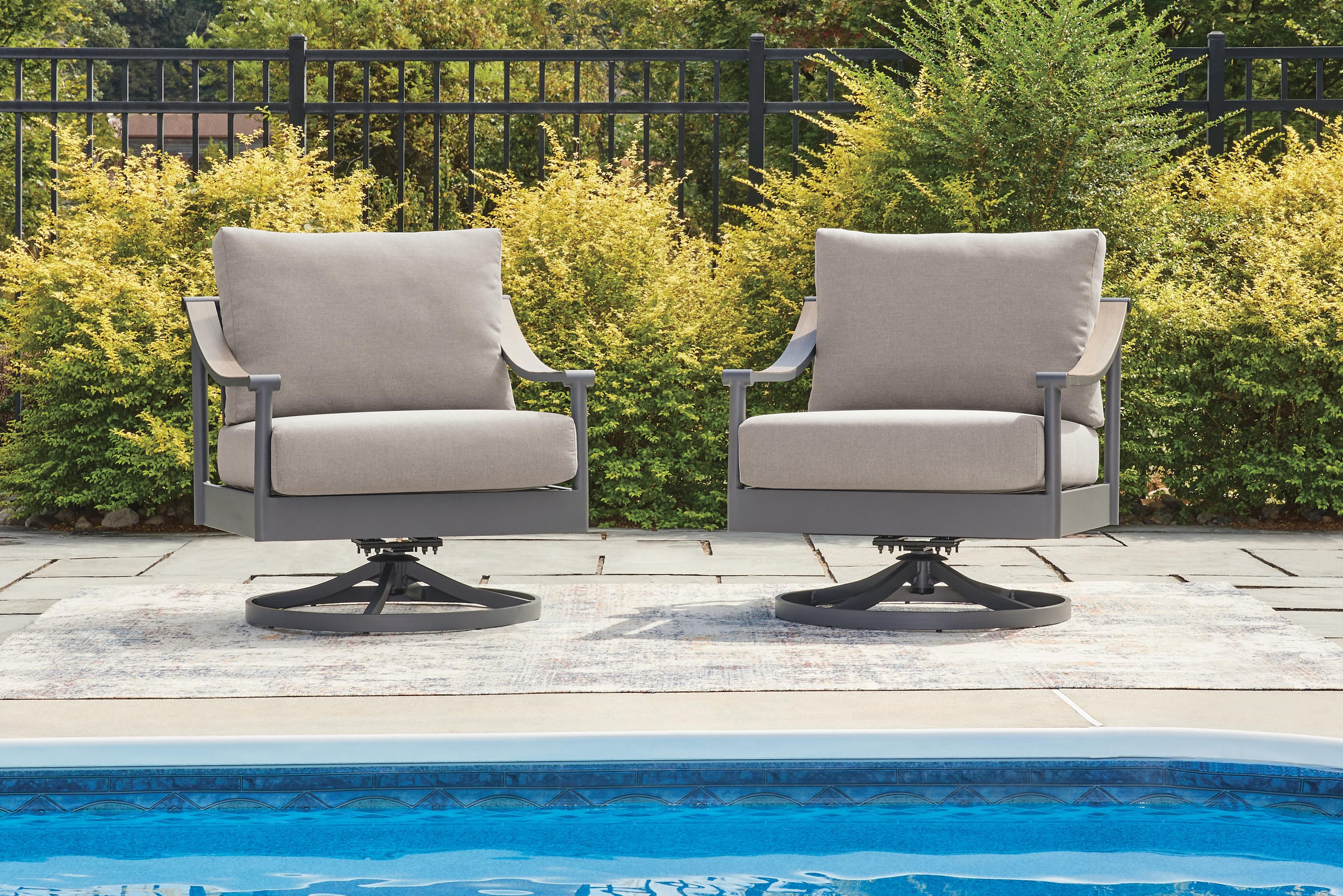 North Island Outdoor Swivel Lounge with Cushion — Gray — view 2