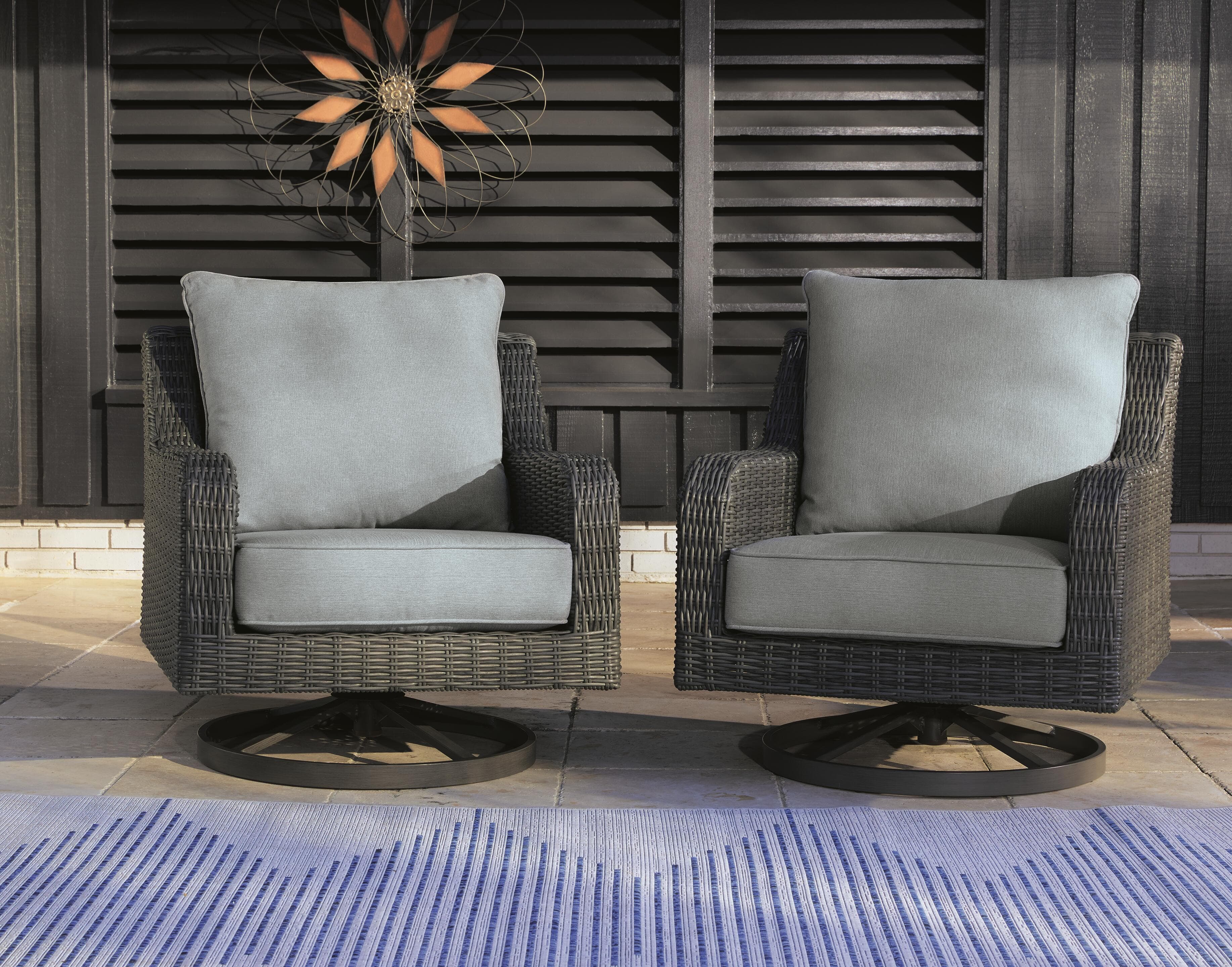 Elite Park Outdoor Swivel Lounge with Cushion — Black/Gray — view 7