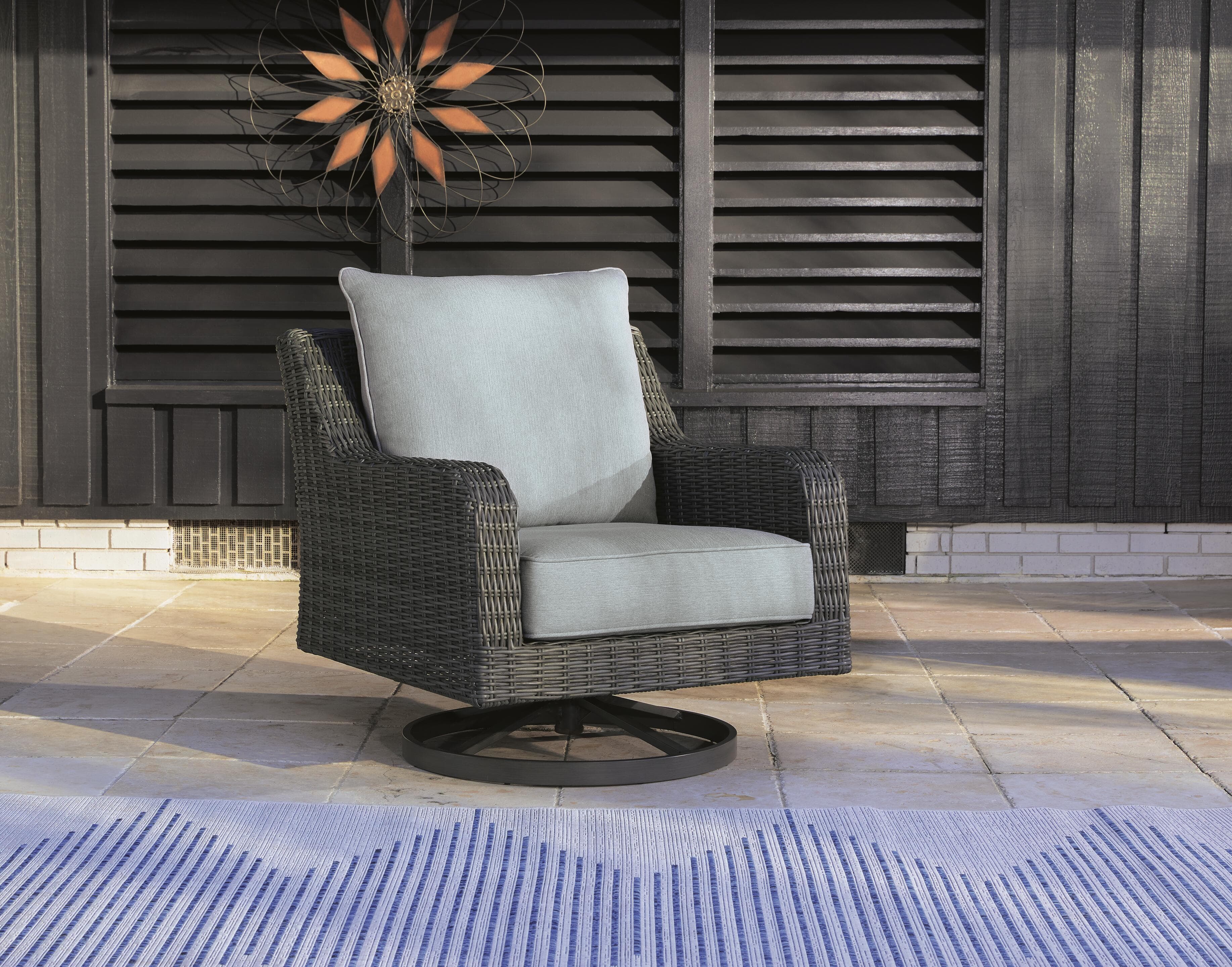 Elite Park Outdoor Swivel Lounge with Cushion — Black/Gray — view 2