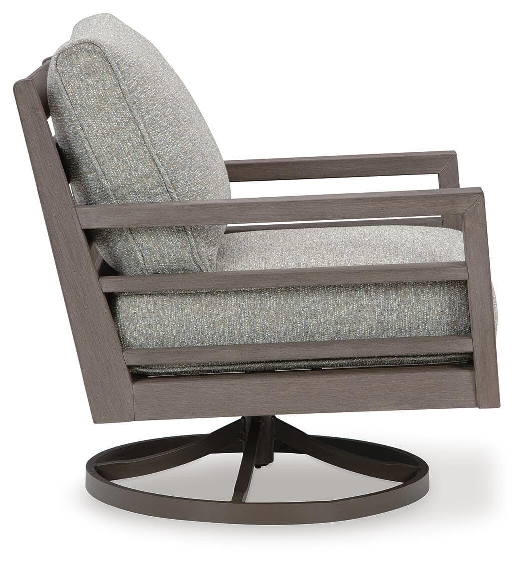 Hillside Barn Outdoor Swivel Lounge with Cushion — Black/Gray & Brown/Beige — view 4