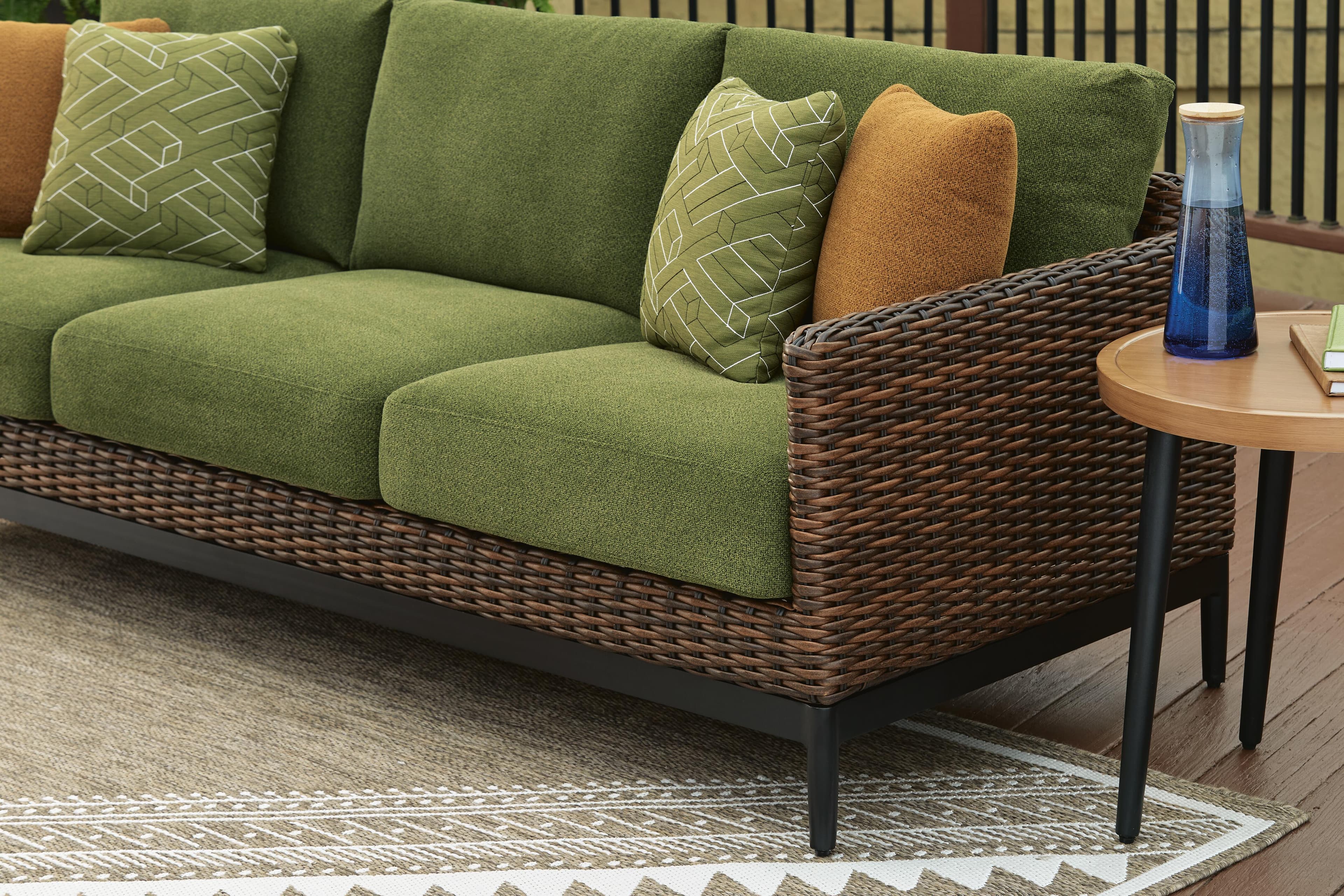 Horizon Hall Outdoor Sofa with Cushion — Brown/Beige & Green — view 6