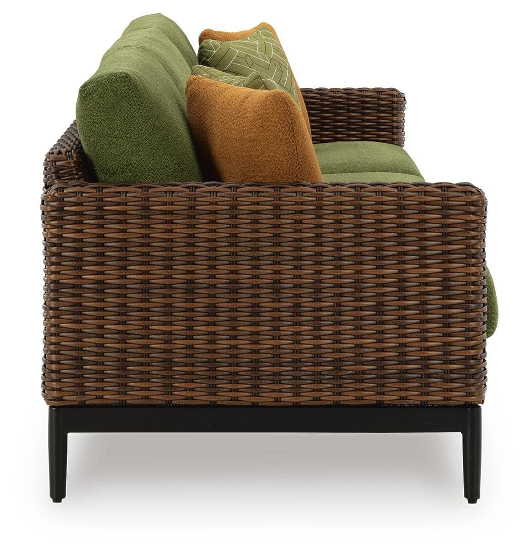 Horizon Hall Outdoor Sofa with Cushion — Brown/Beige & Green — view 4