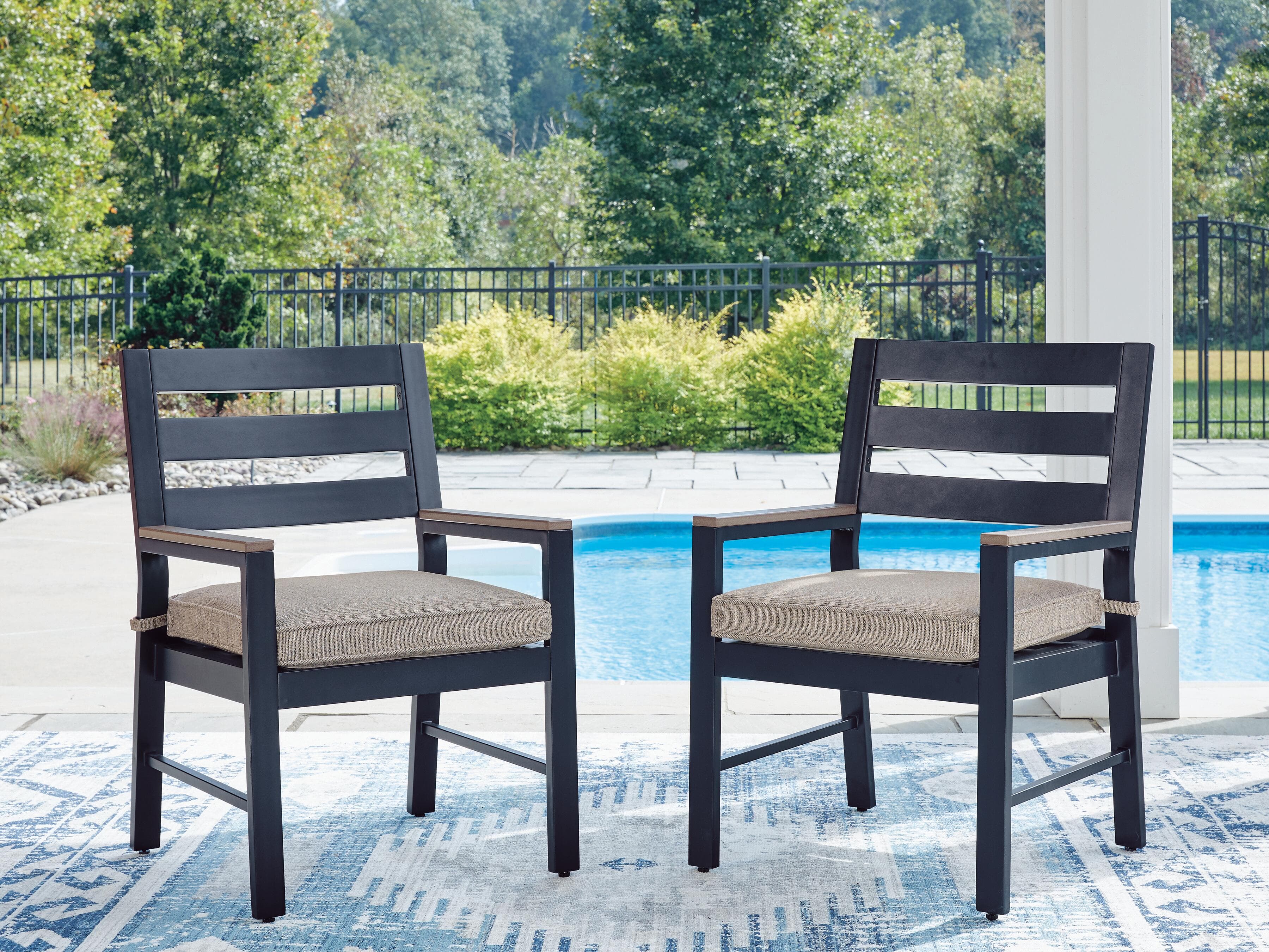 Mabry Shores Outdoor Arm Chair with Cushion (Set of 2) — Navy Blue/Driftwood — view 2