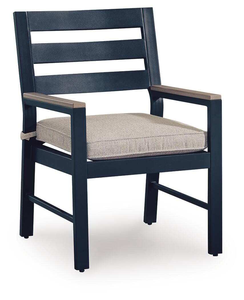 Mabry Shores Outdoor Arm Chair with Cushion (Set of 2) — Navy Blue/Driftwood — view 3