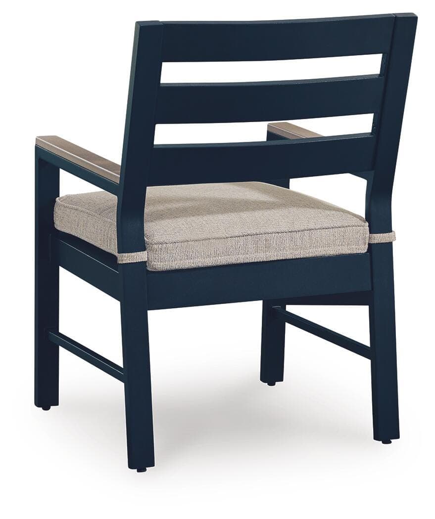 Mabry Shores Outdoor Arm Chair with Cushion (Set of 2) — Navy Blue/Driftwood — view 5