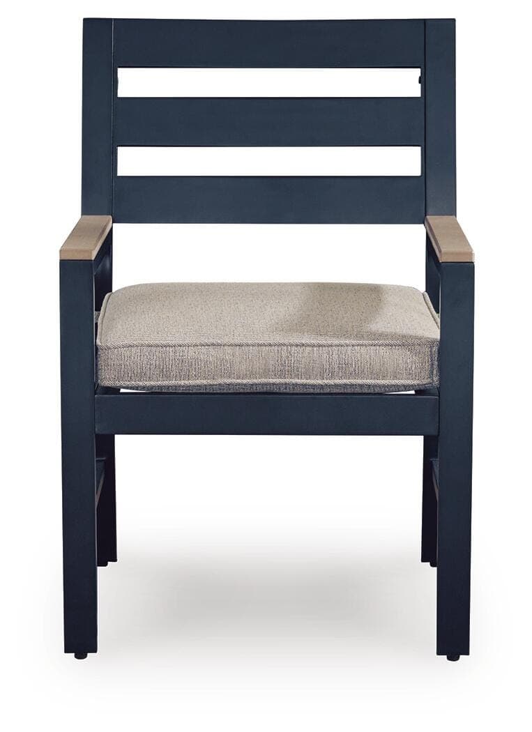 Mabry Shores Outdoor Arm Chair with Cushion (Set of 2) — Navy Blue/Driftwood — view 4